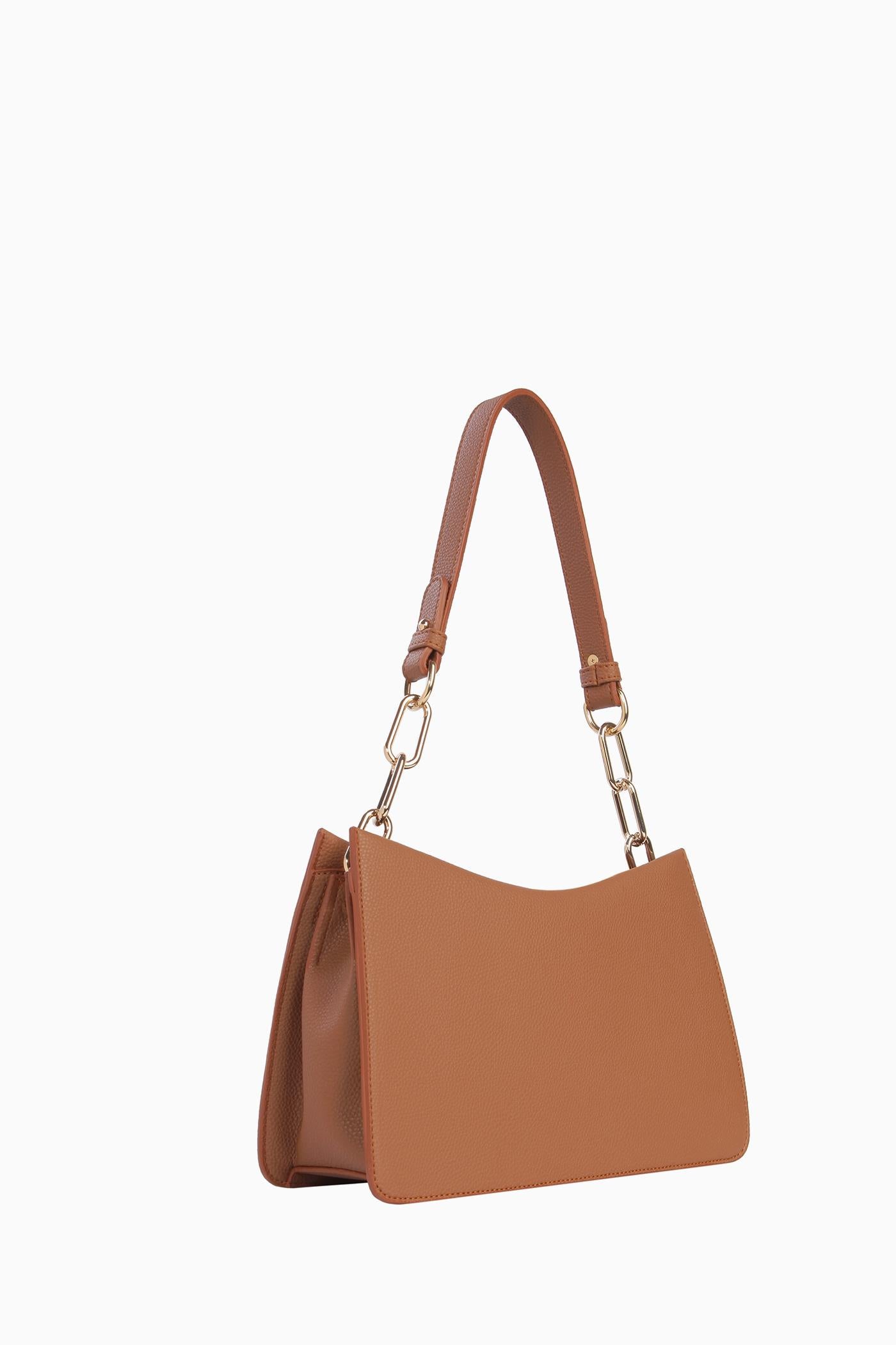 Metal Aksesuarlı Satchel Çanta - Taba TUGBA