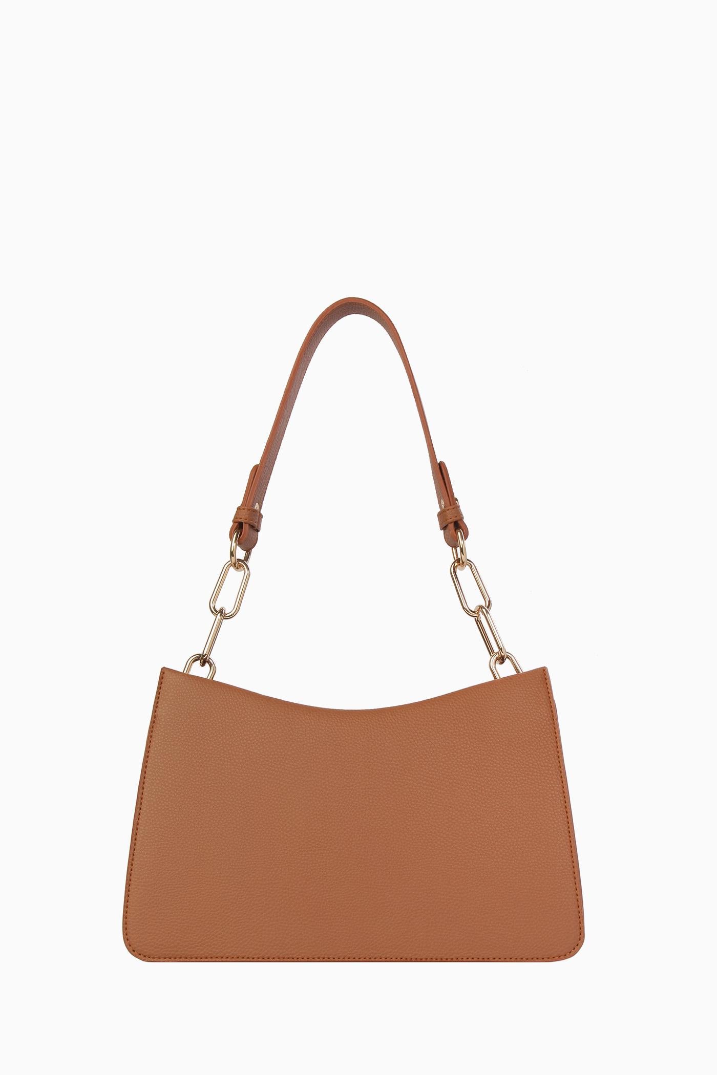 Metal Aksesuarlı Satchel Çanta - Taba TUGBA