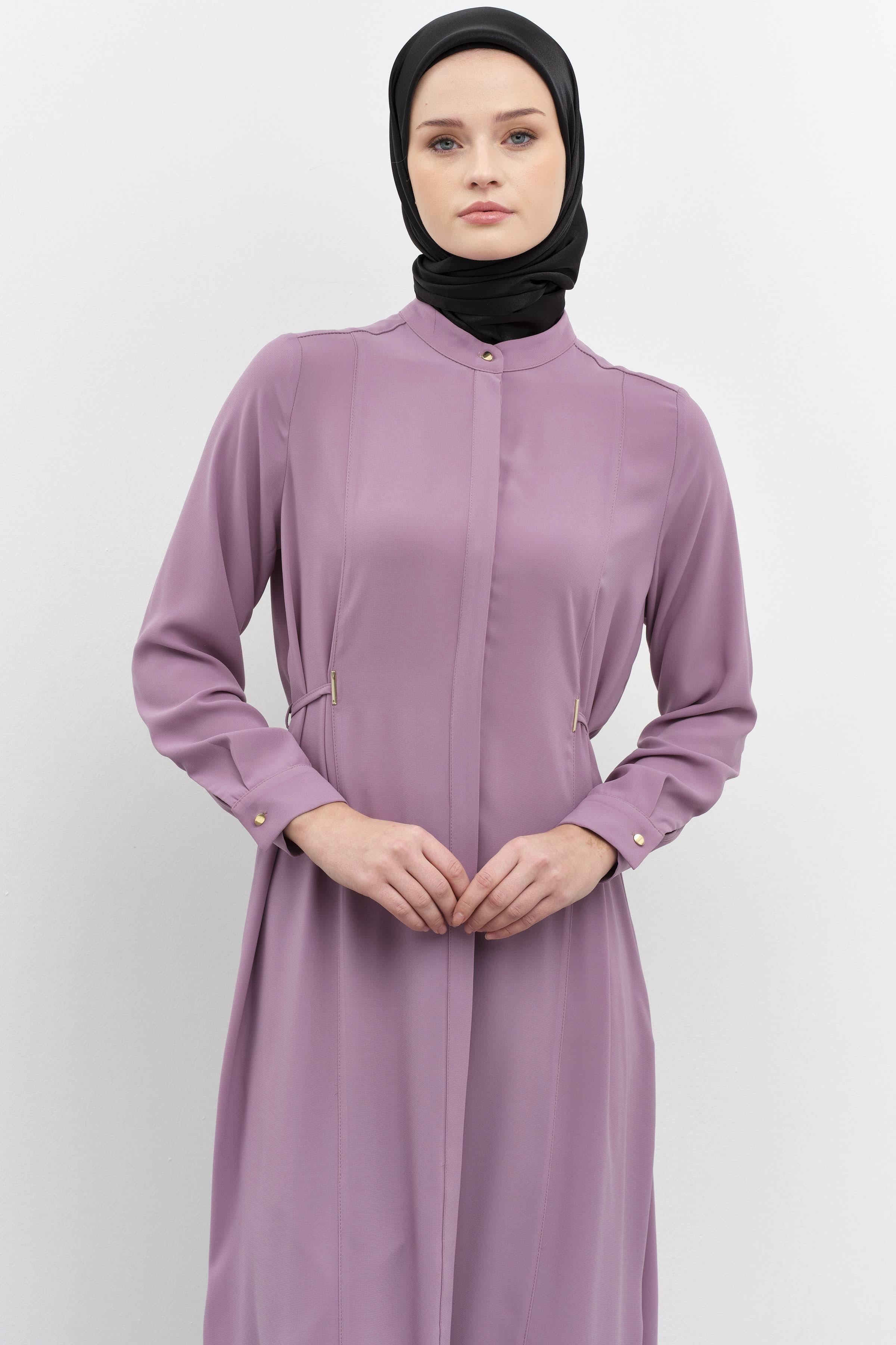 Metal Aksesuarlı Yırtmaçlı Tunik - Lila TUGBA