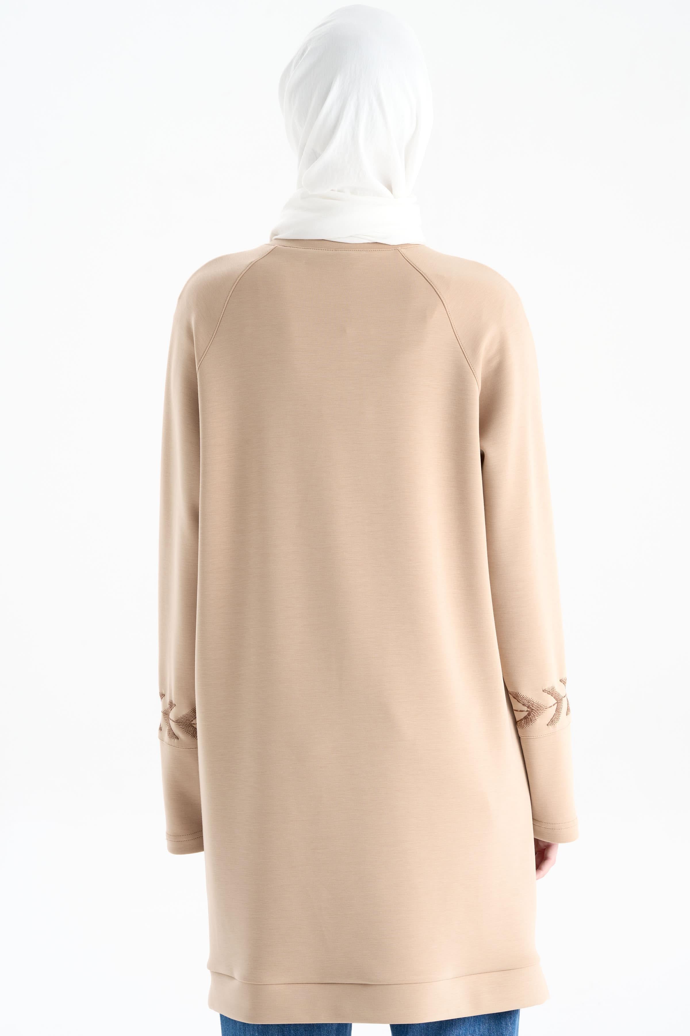 Nakış Detaylı Örme Tunik - Camel TUGBA