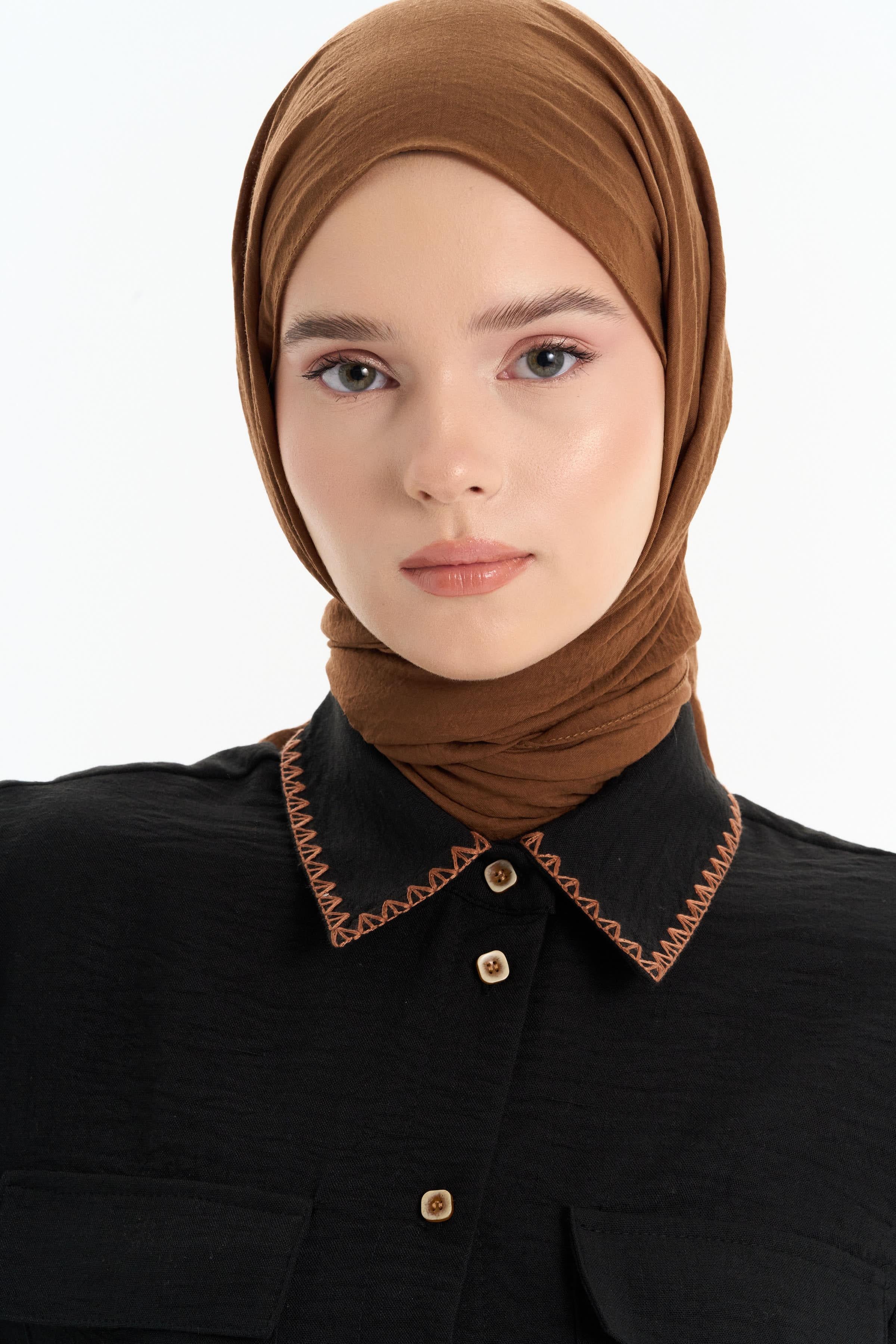 Nakışlı Bel Kemerli Uzun Tunik - Siyah TUGBA