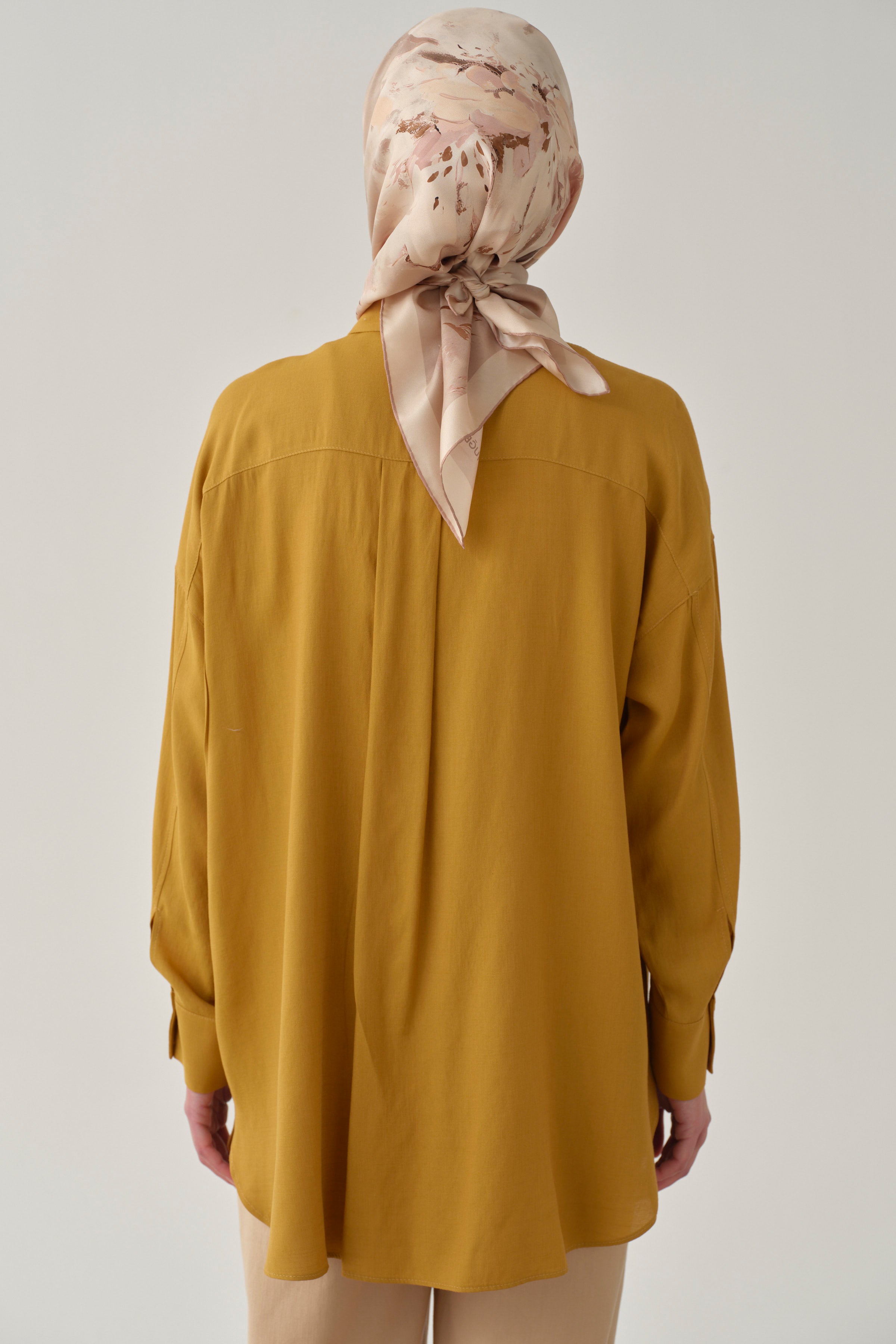 Nakışlı Cep Detaylı Gömlek - Hardal TUGBA