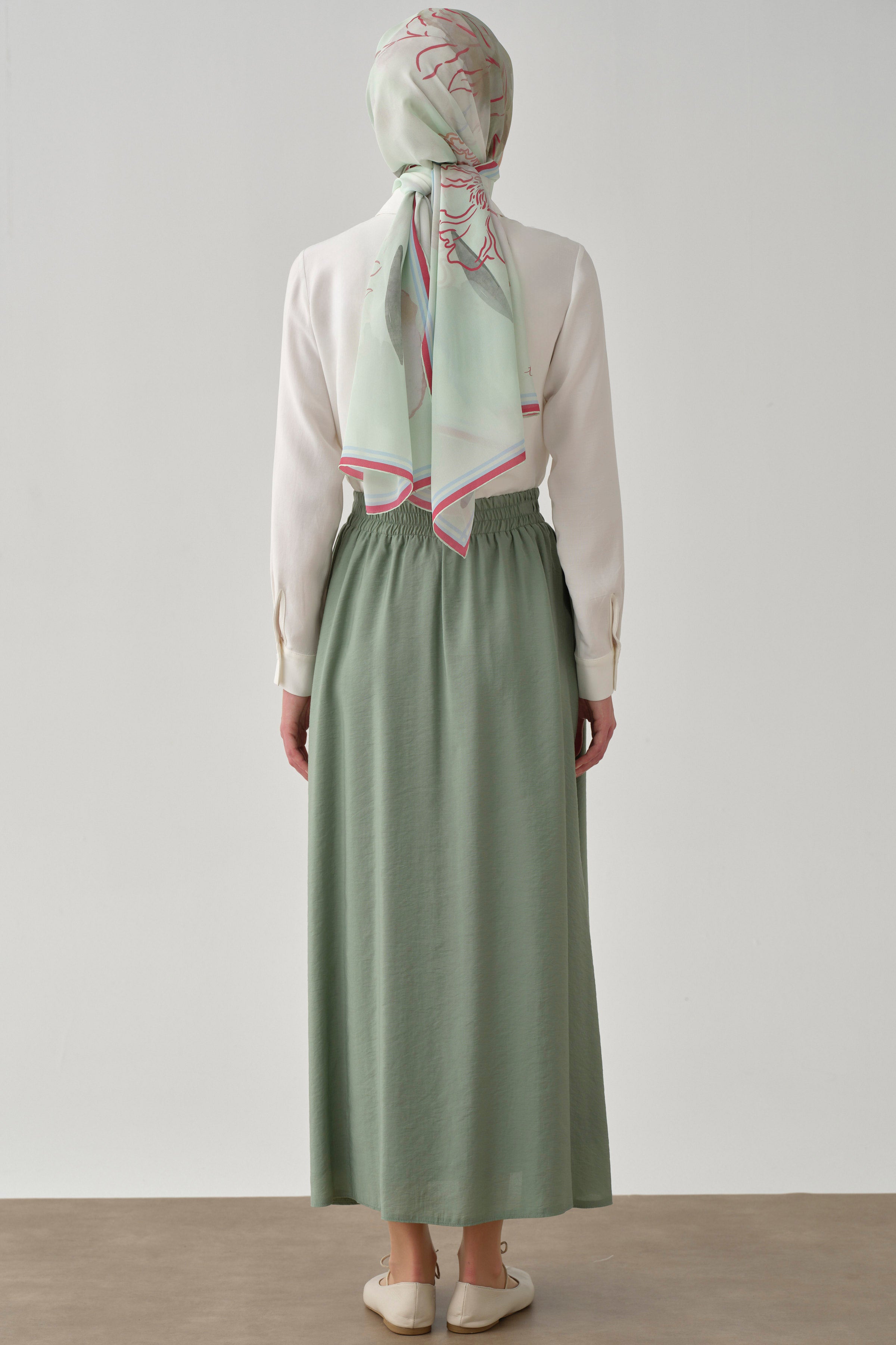 Nakışlı Crop Gömlek - Ekru - Mint TUGBA