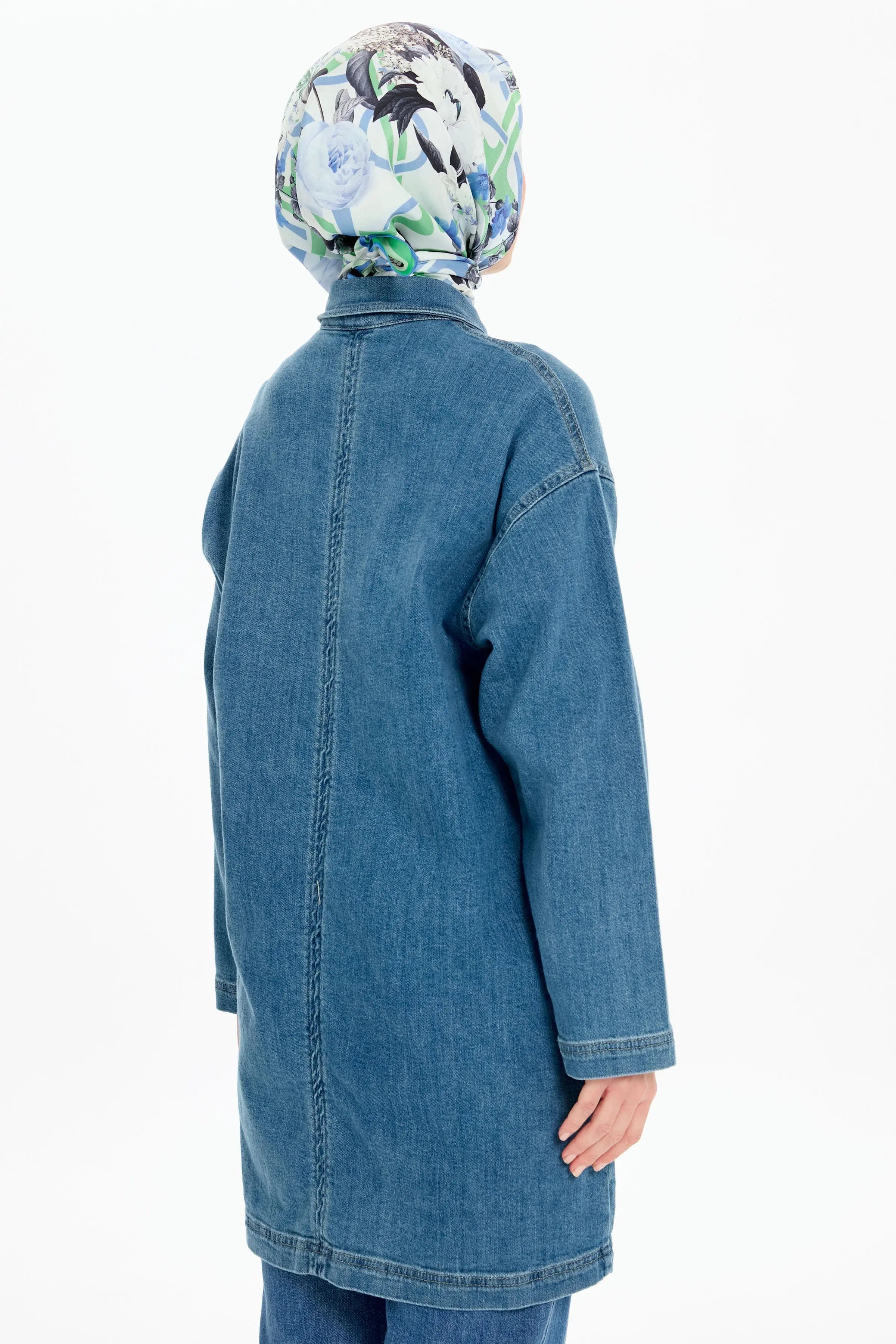 Nakışlı Denim Ceket - İndigo TUGBA