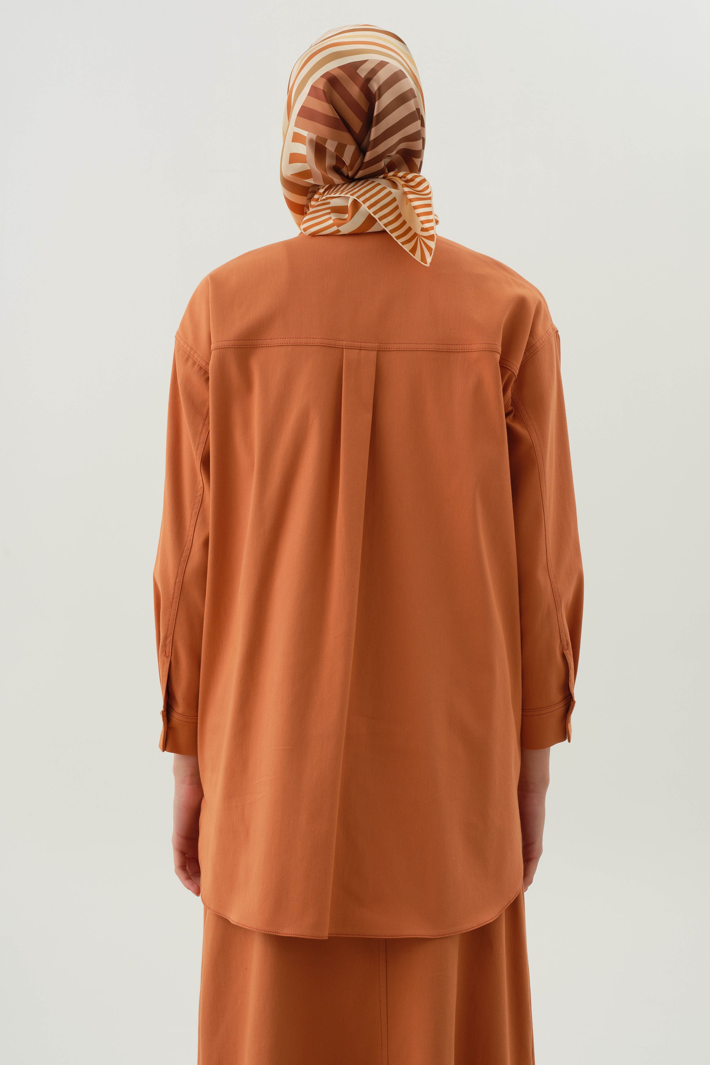 Nakışlı Gizli Cepli Gömlek - Oranj TUGBA