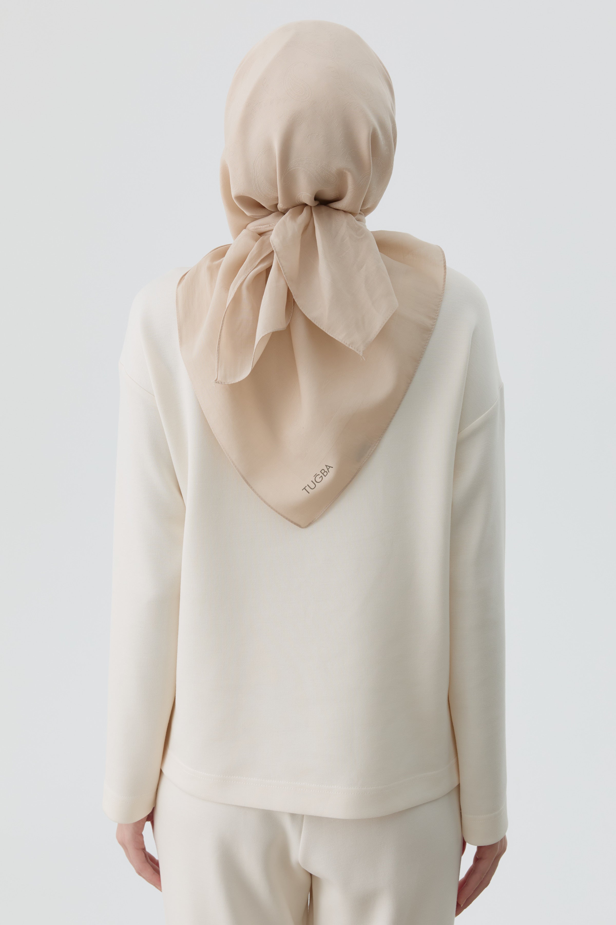 Nakışlı Taşlı Örme Sweat - Ekru TUGBA