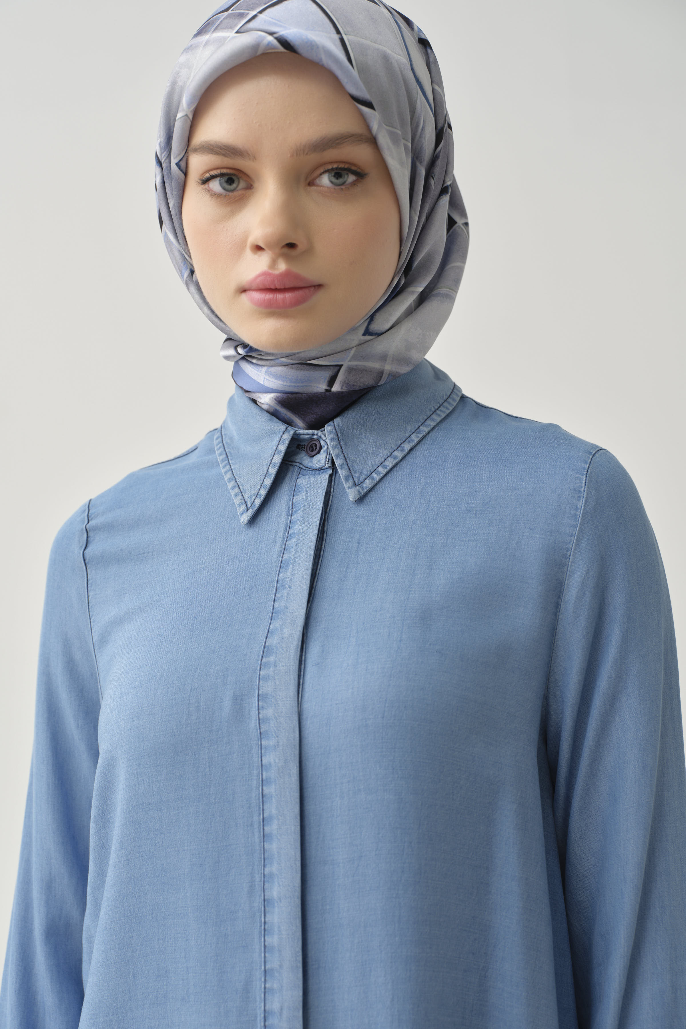 Nakışlı Tunik - İndigo TUGBA