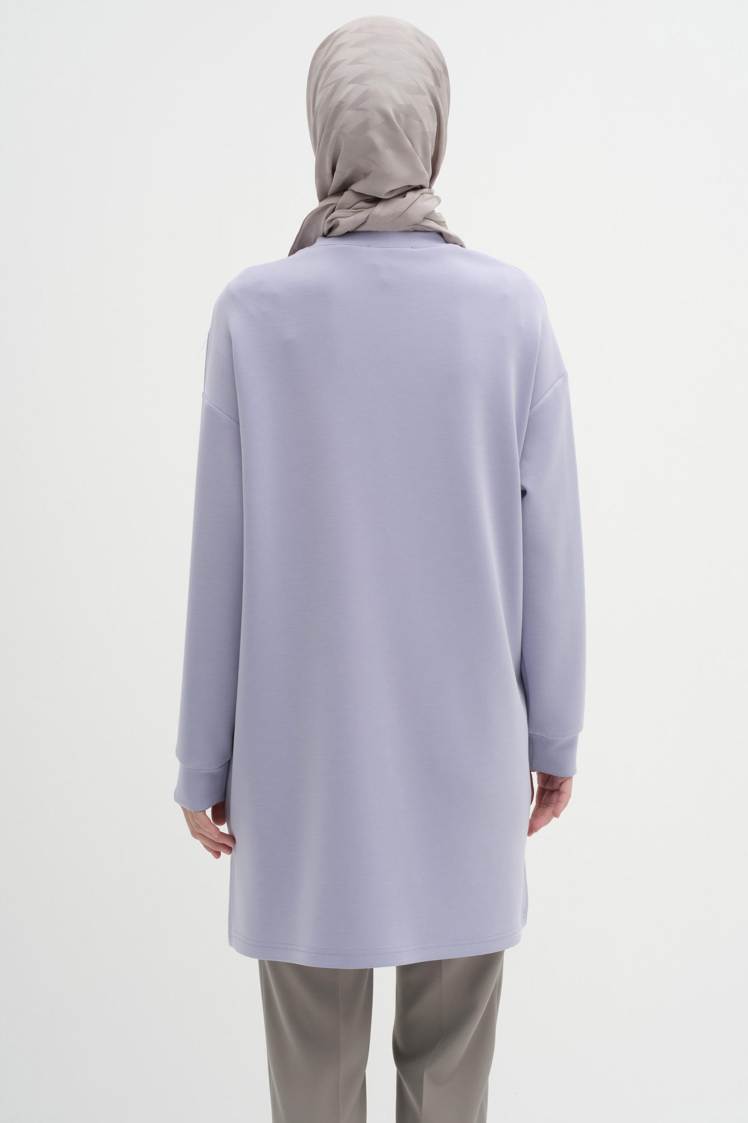 Nakışlı Ve İncili Örme Sweat - Lila TUGBA