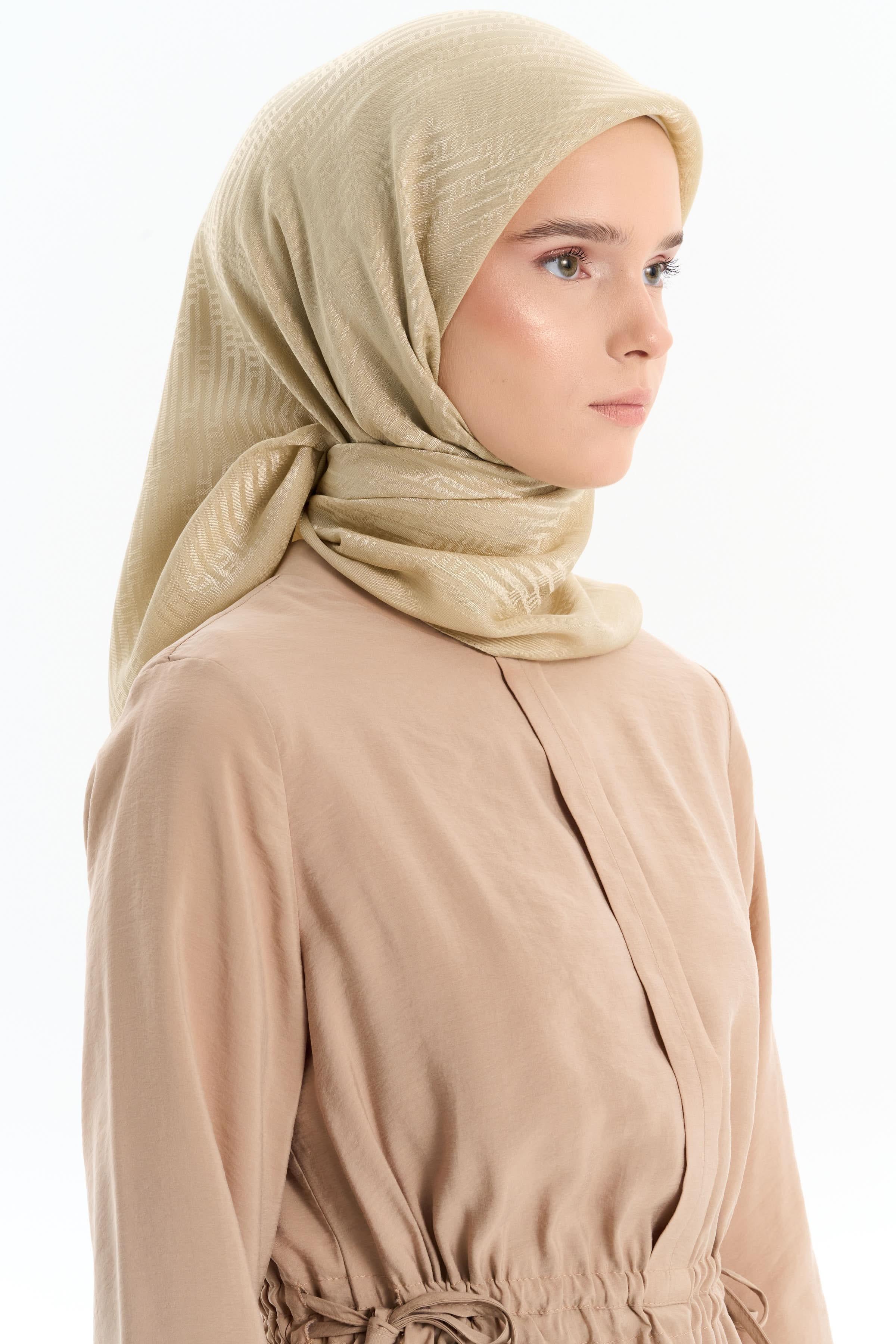 Natural Çizgisel Desen Eşarp - Asit TUGBA