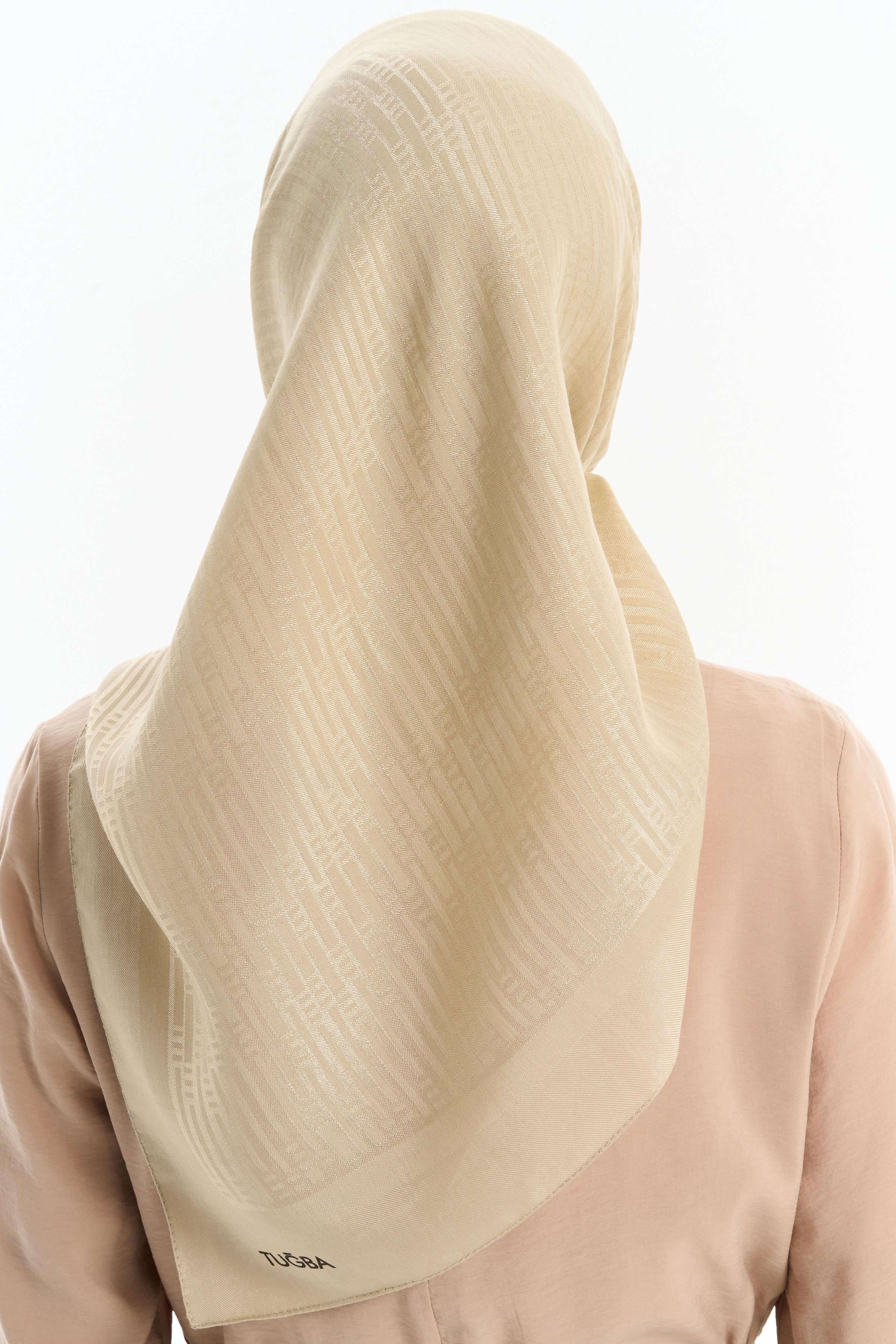 Natural Çizgisel Desen Eşarp - Asit TUGBA