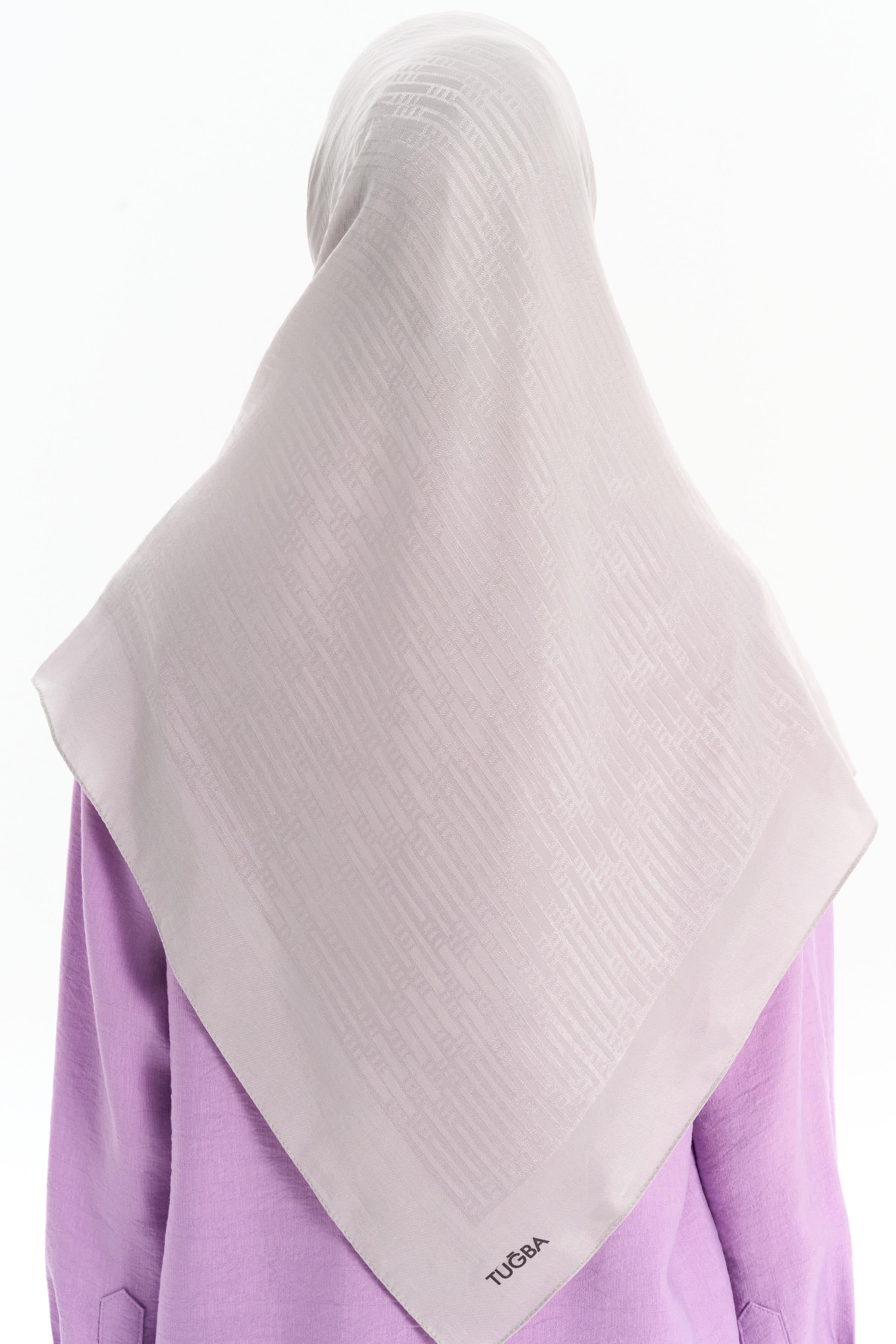 Natural Çizgisel Desen Eşarp - Gri TUGBA