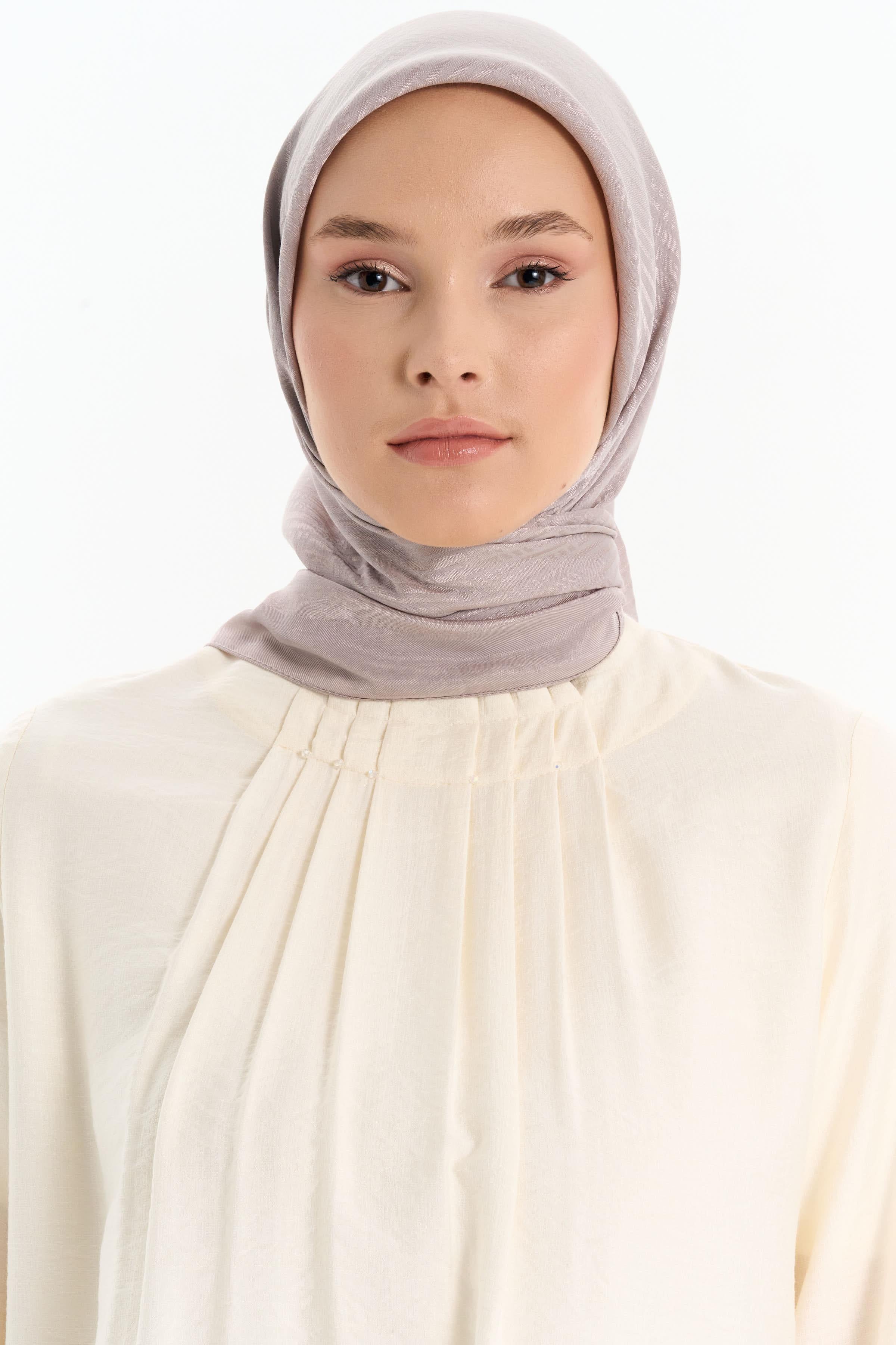 Natural Çizgisel Desen Eşarp - Taş TUGBA