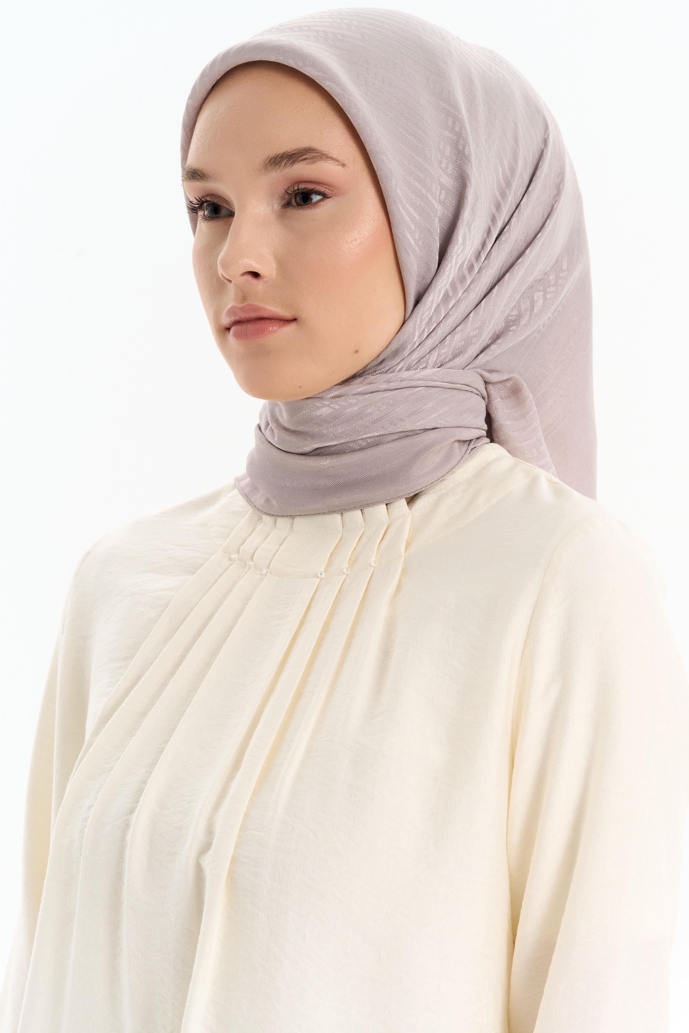 Natural Çizgisel Desen Eşarp - Taş TUGBA