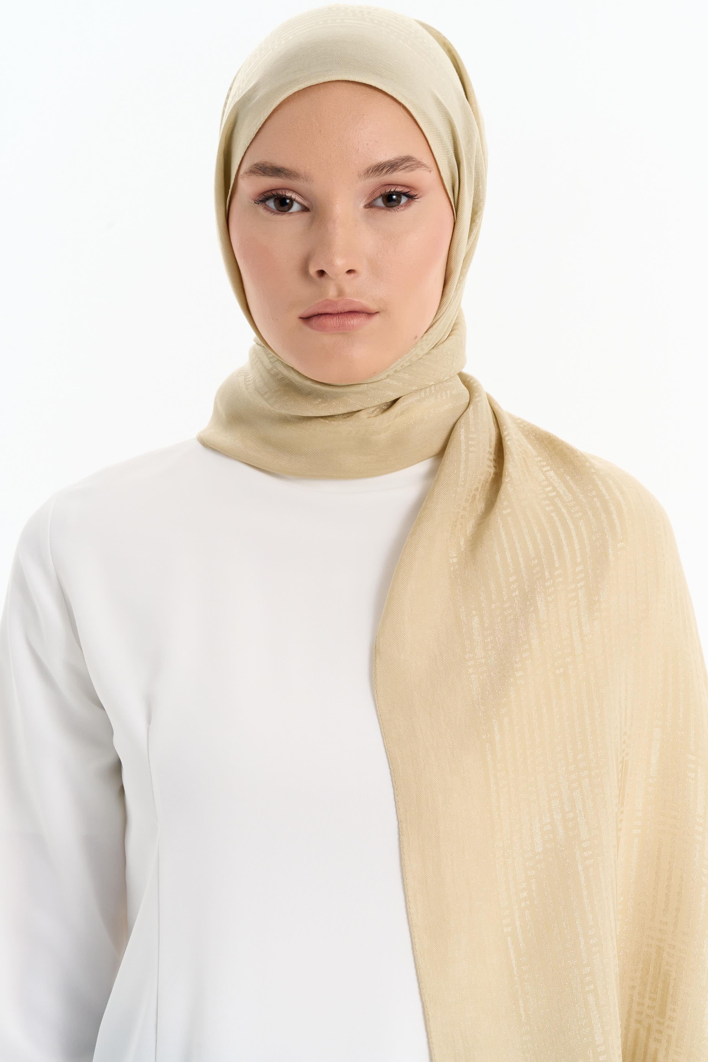 Natural Çizgisel Desenli Şal - Asit TUGBA