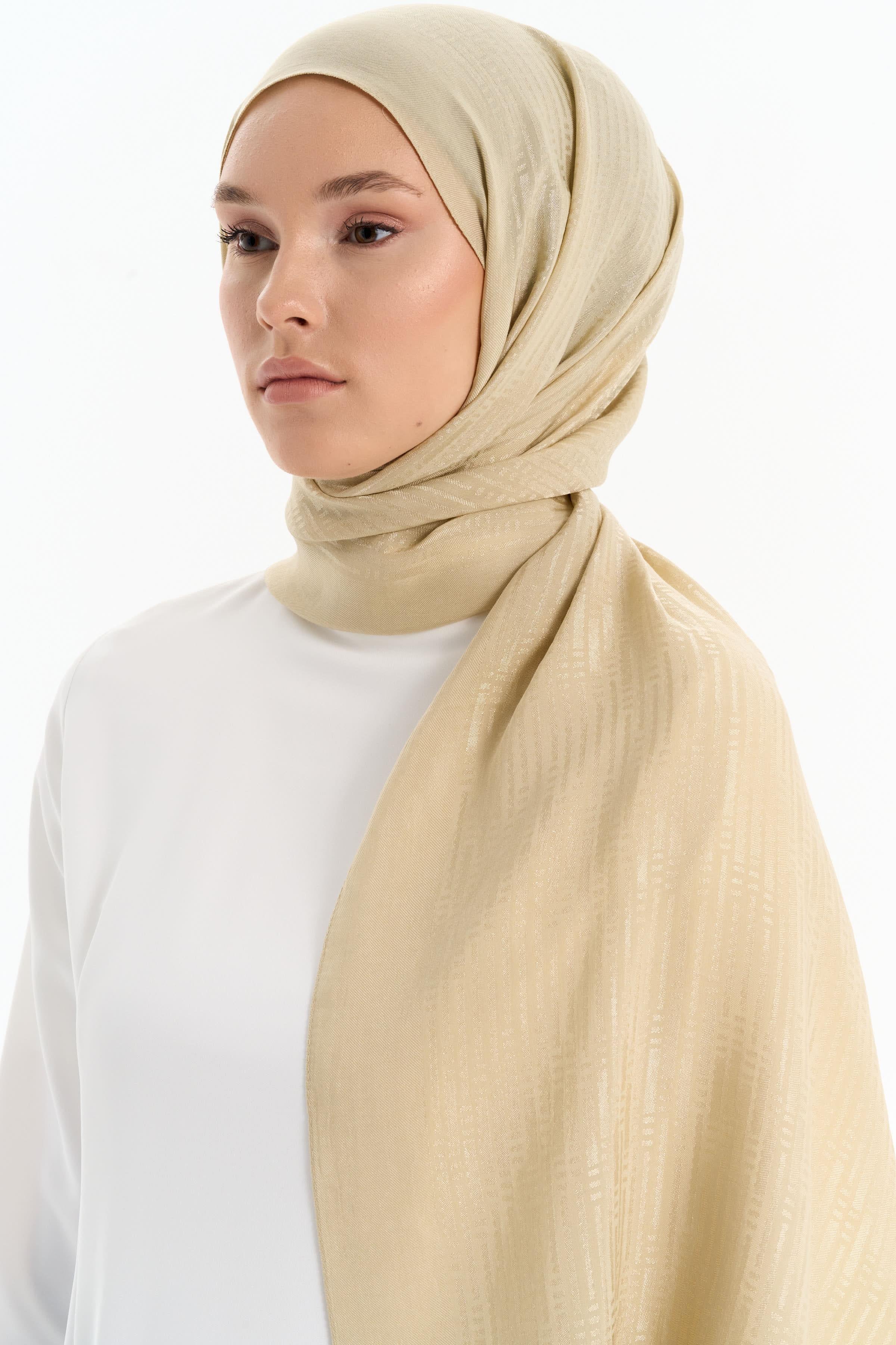 Natural Çizgisel Desenli Şal - Asit TUGBA