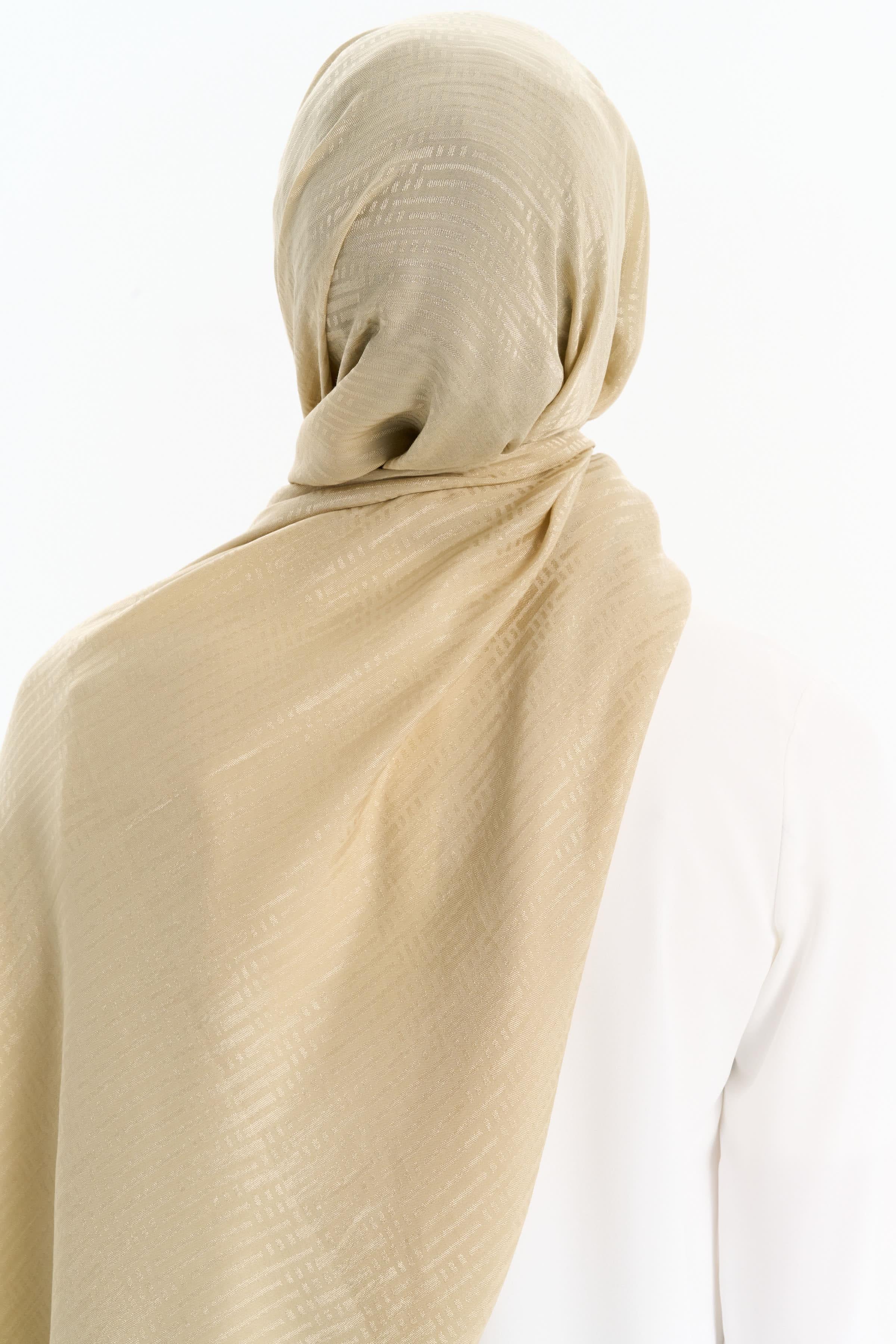 Natural Çizgisel Desenli Şal - Asit TUGBA