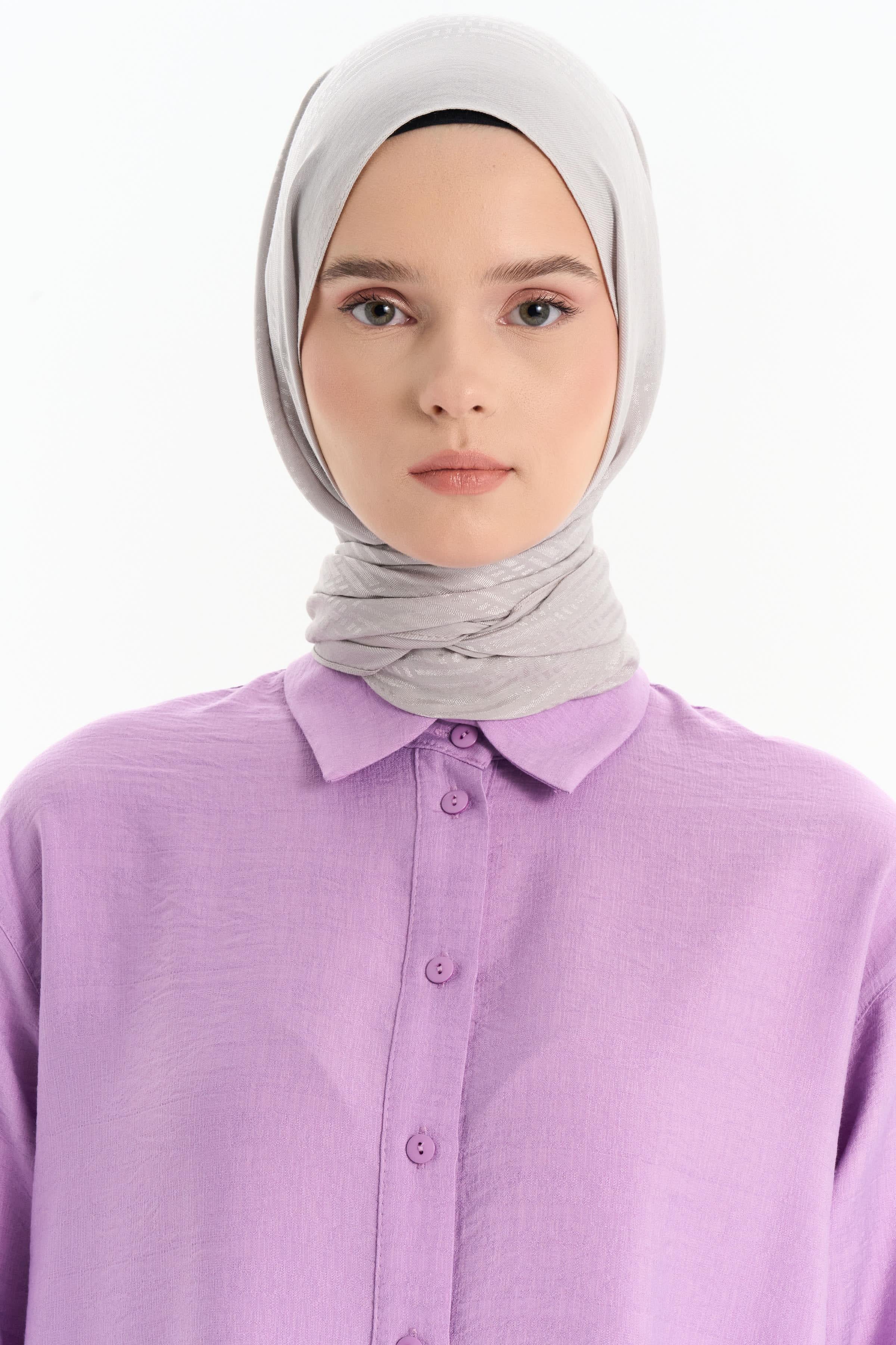 Natural Çizgisel Desenli Şal - Gri TUGBA