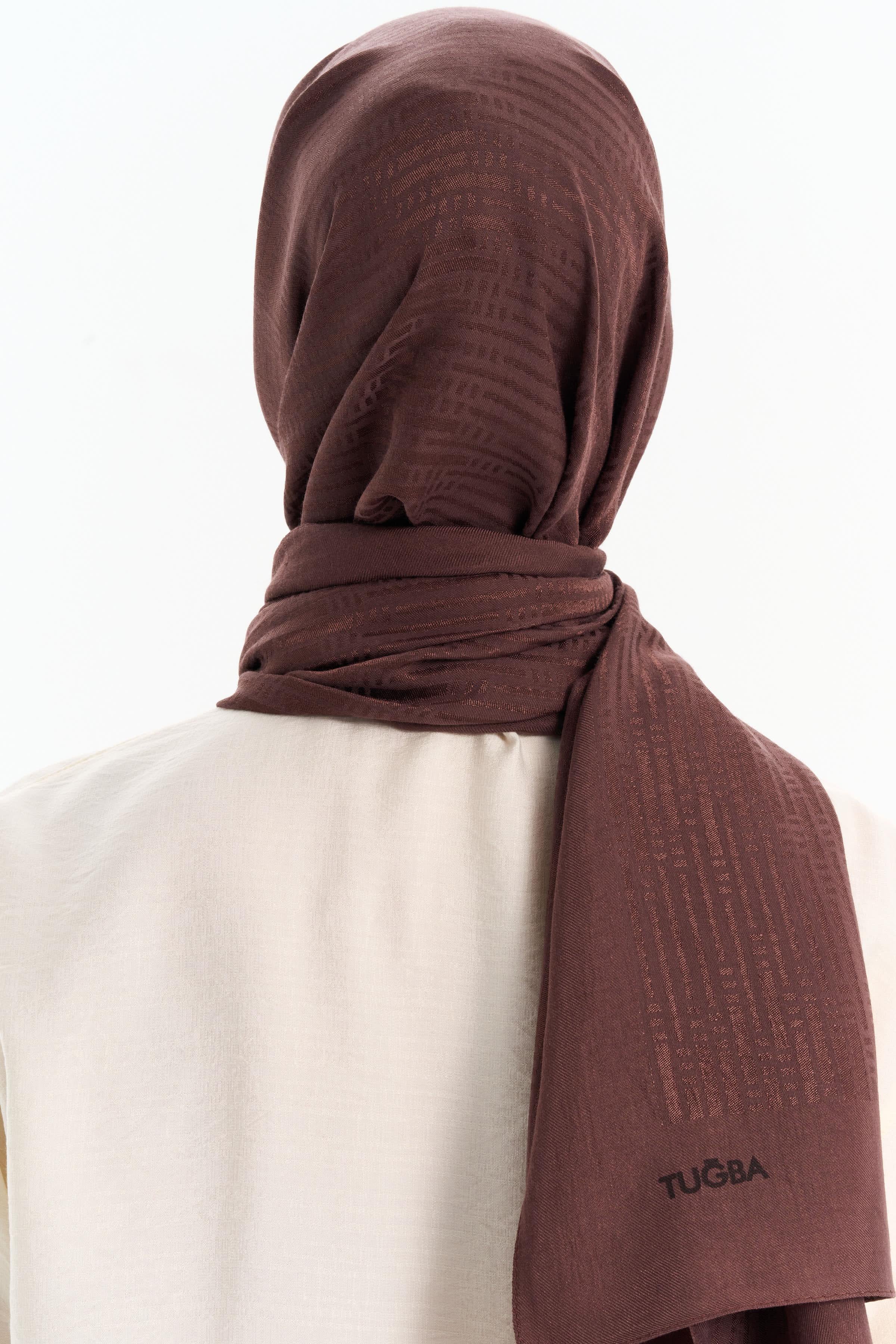 Natural Çizgisel Desenli Şal - Kahve TUGBA