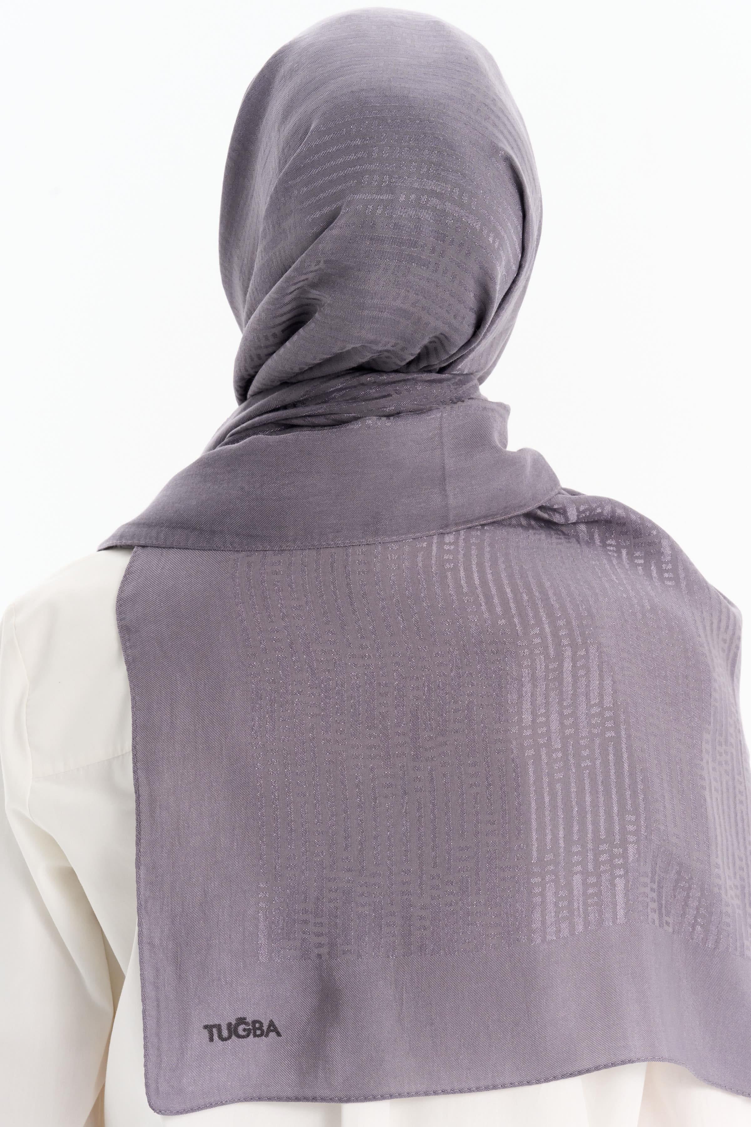 Natural Çizgisel Desenli Şal - Koyu Gri TUGBA