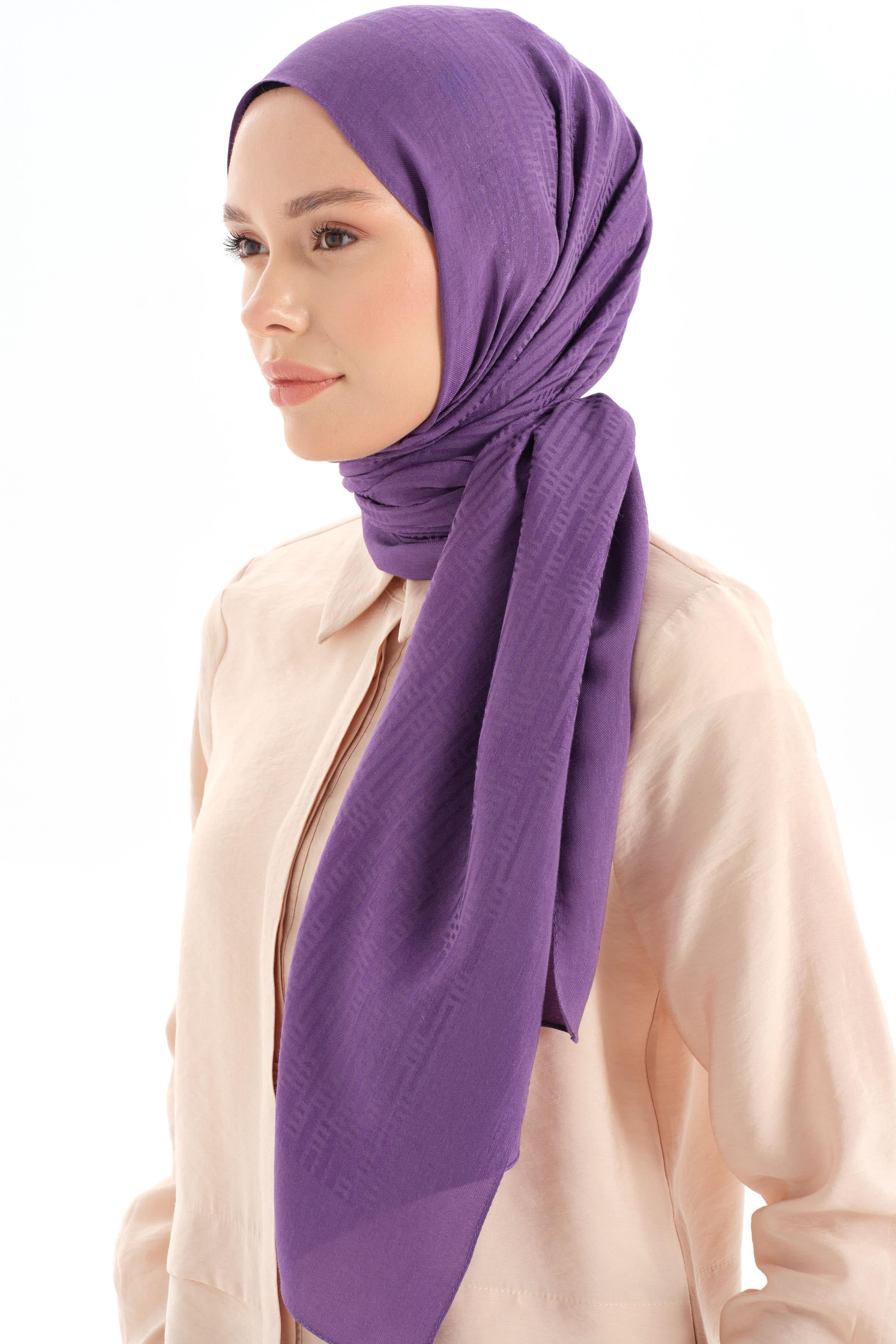 Natural Çizgisel Desenli Şal - Mor TUGBA