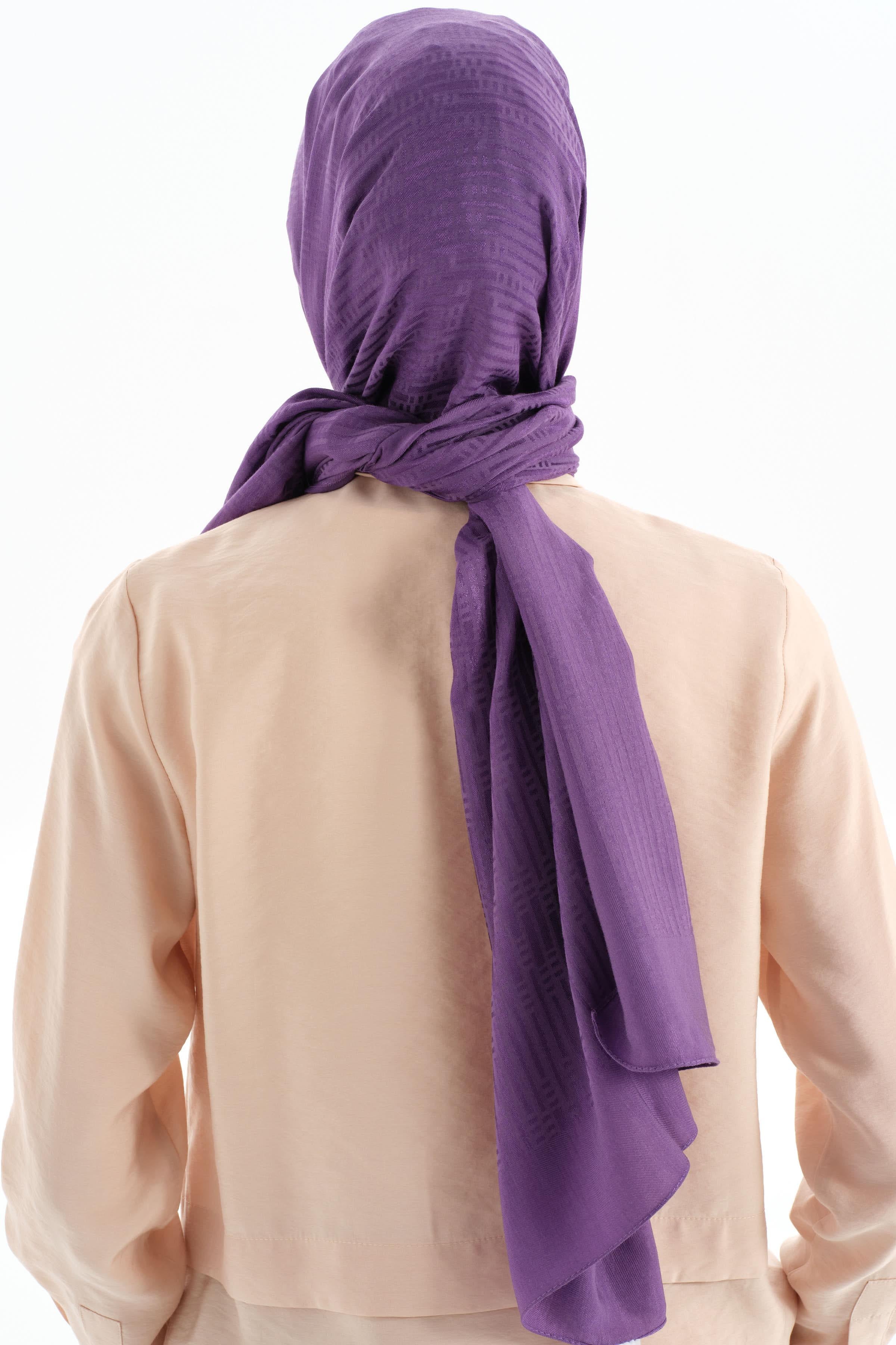 Natural Çizgisel Desenli Şal - Mor TUGBA