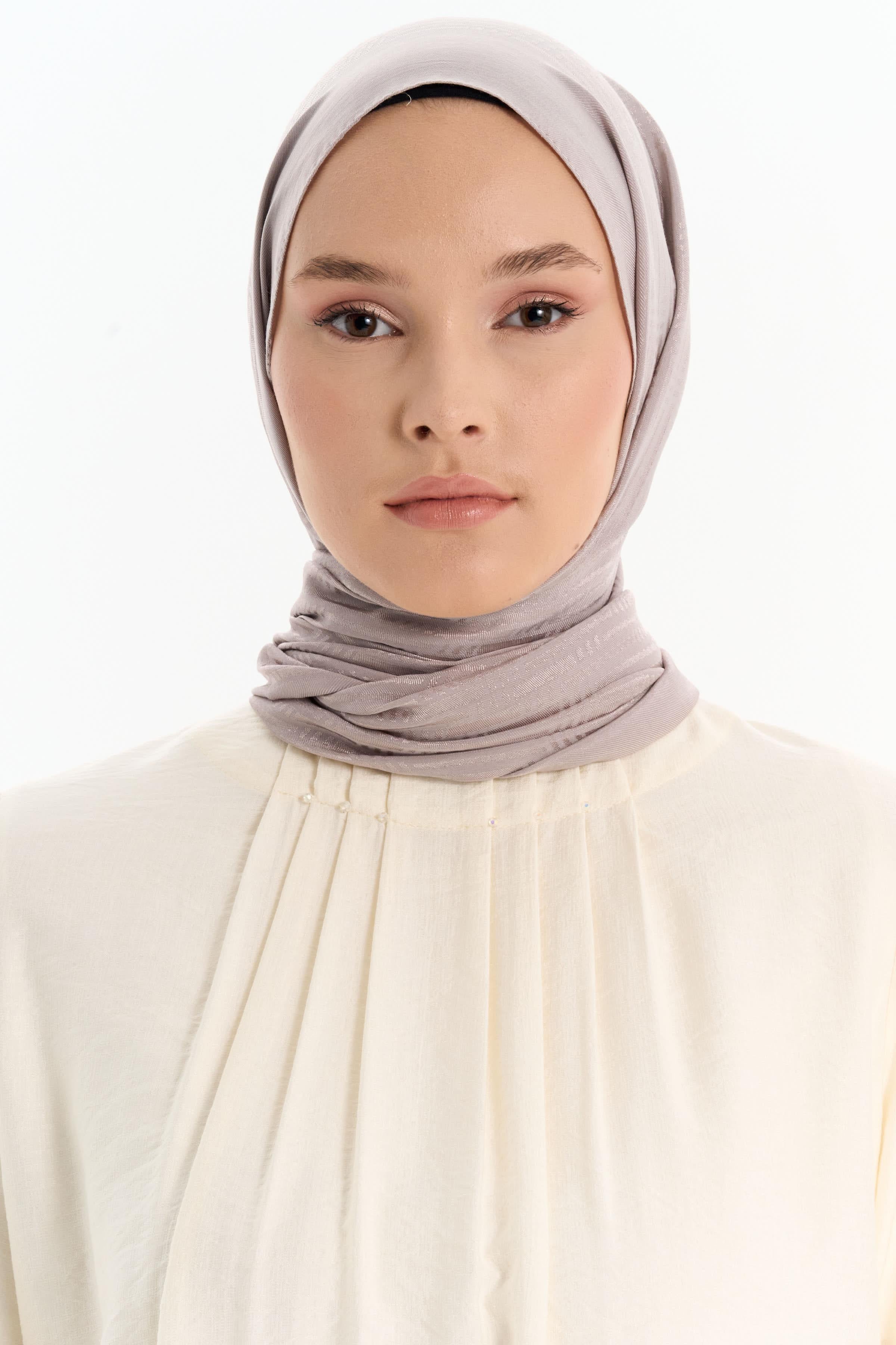 Natural Çizgisel Desenli Şal - Taş TUGBA