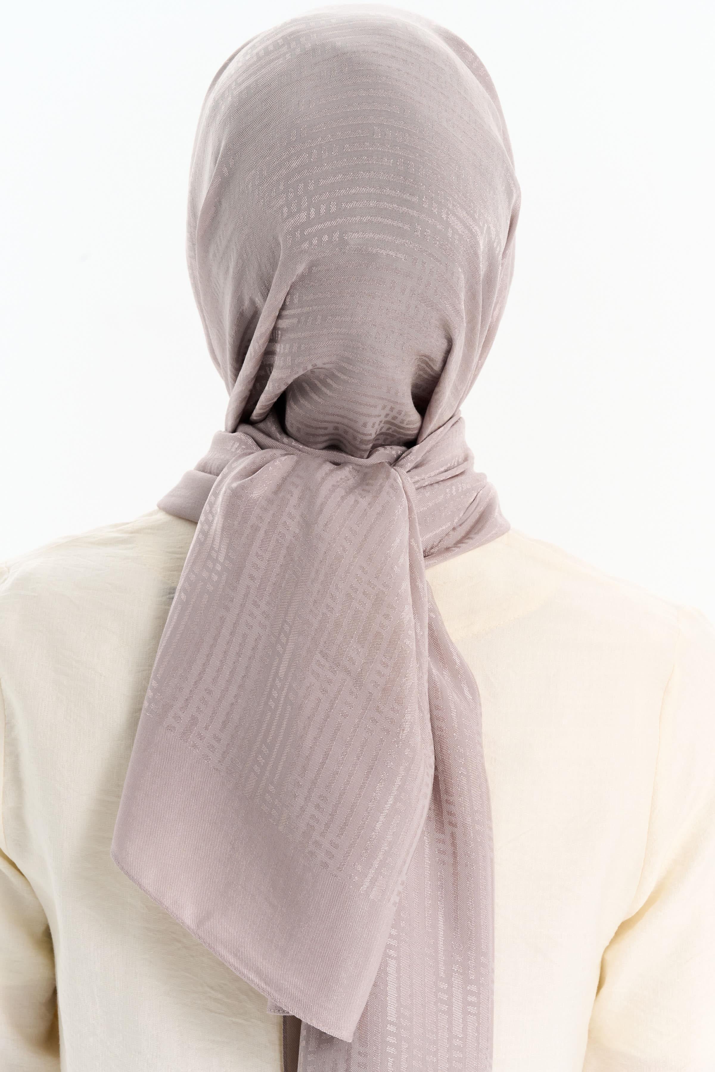 Natural Çizgisel Desenli Şal - Taş TUGBA