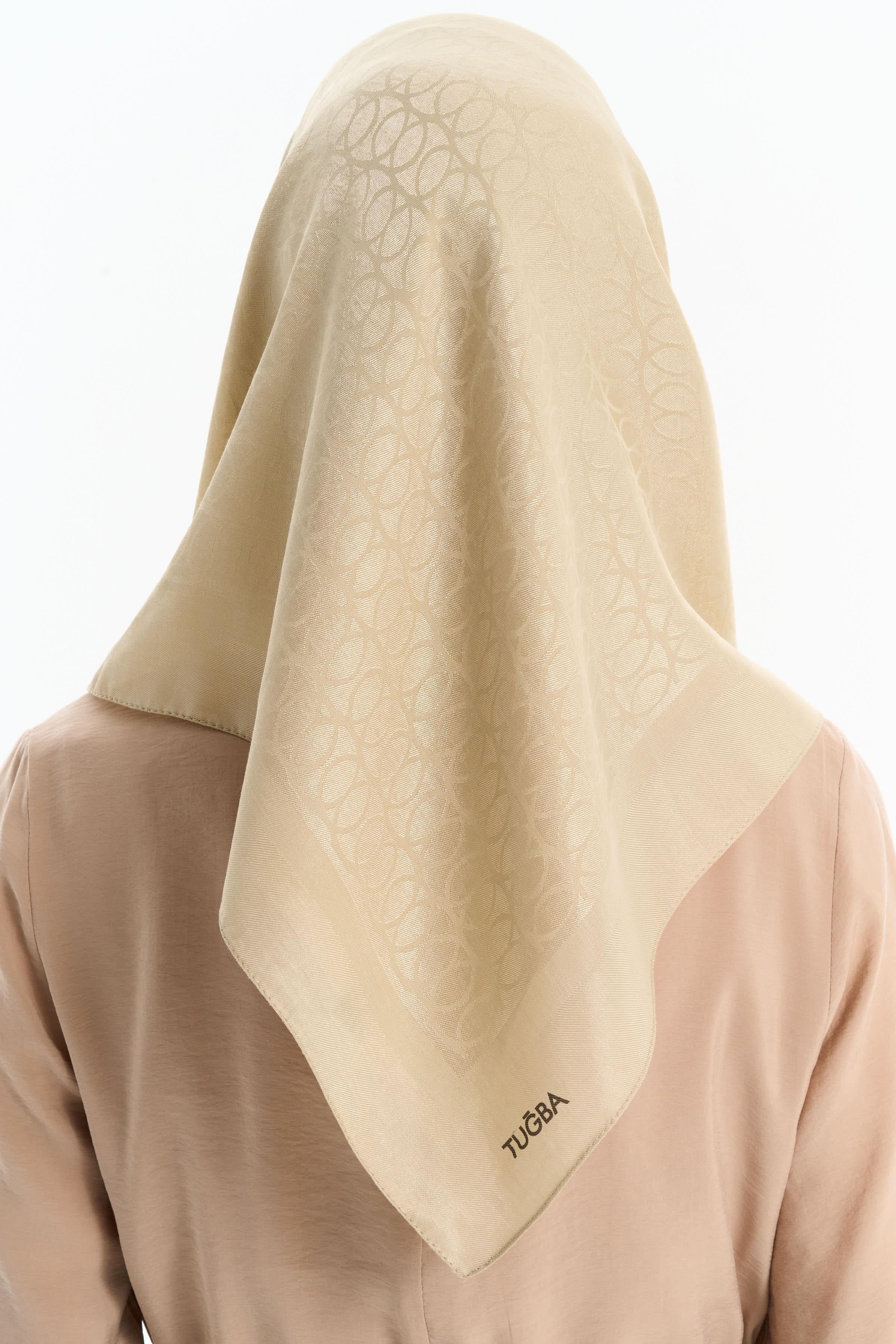 Natural Dairesel Desenli Eşarp - Asit TUGBA