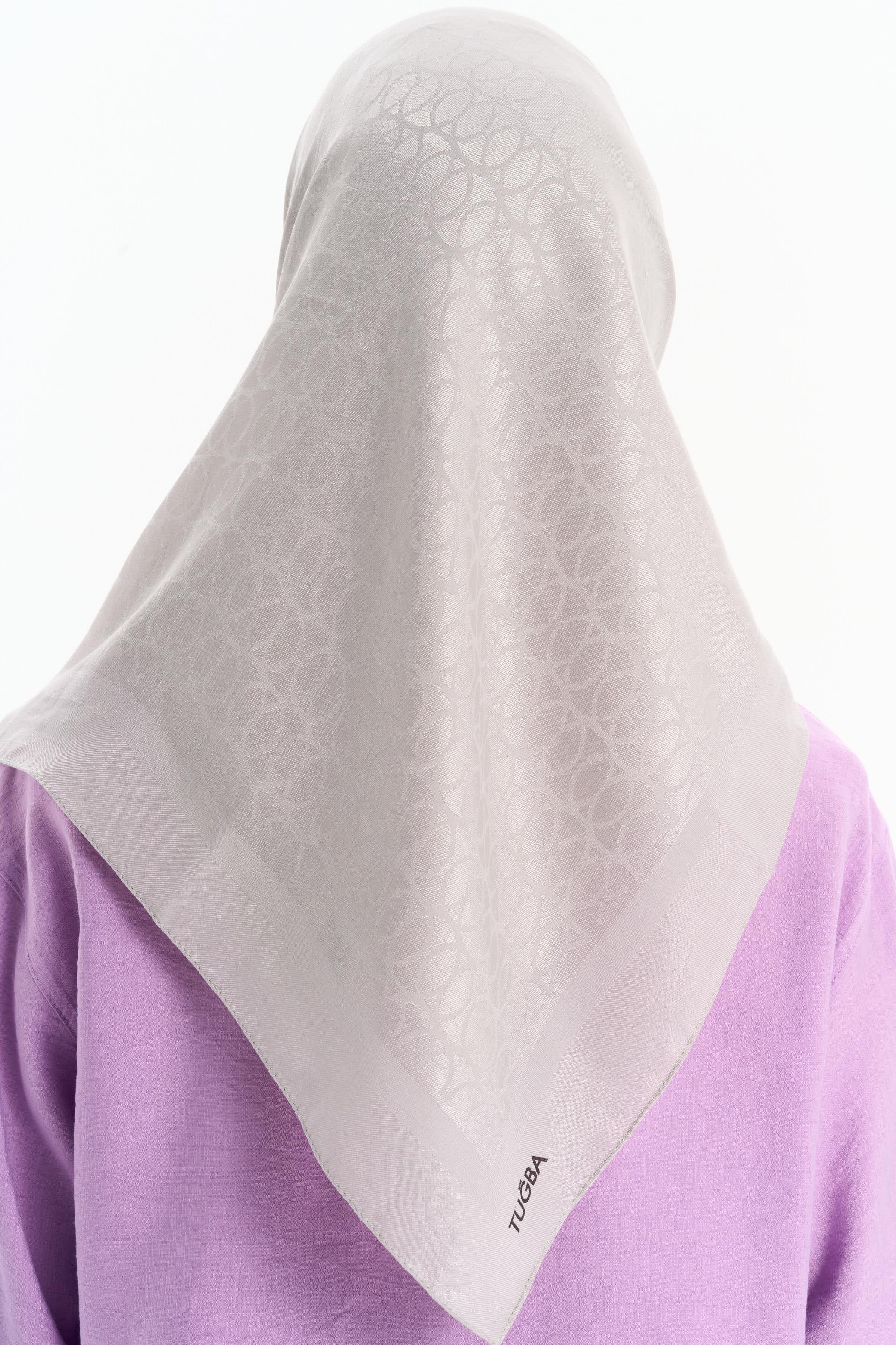 Natural Dairesel Desenli Eşarp - Gri TUGBA