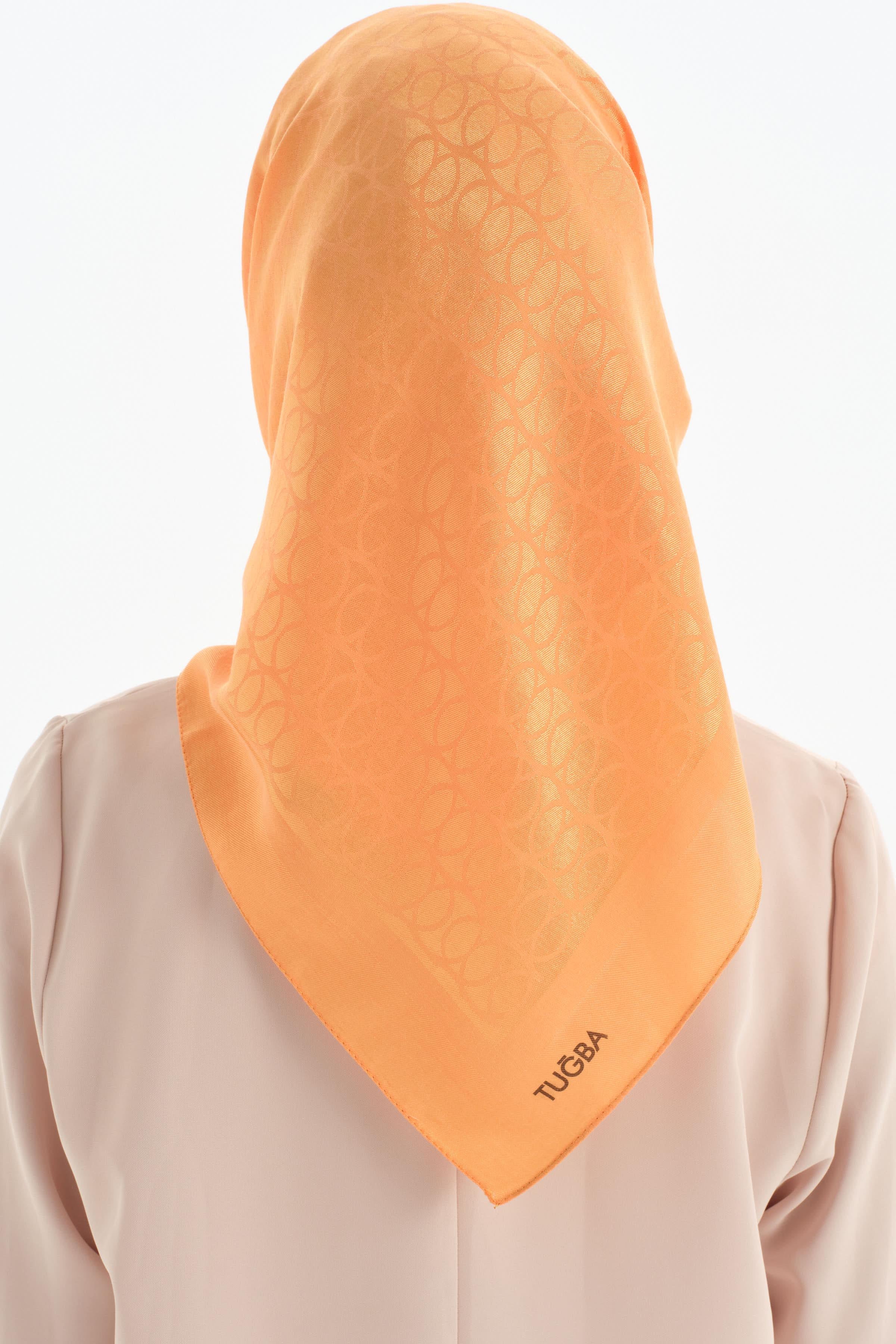 Natural Dairesel Desenli Eşarp - Oranj TUGBA