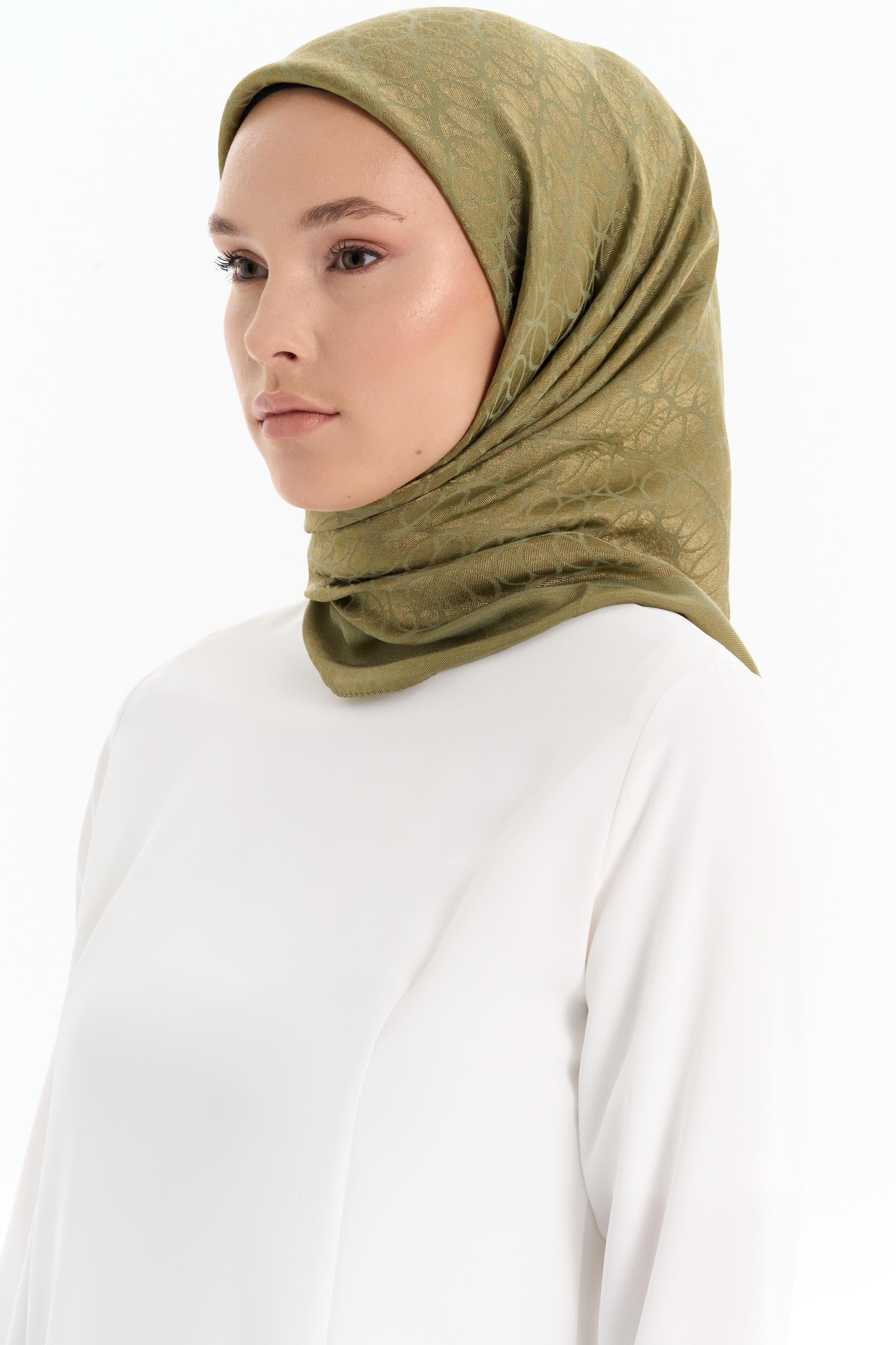 Natural Dairesel Desenli Eşarp - Yeşil TUGBA