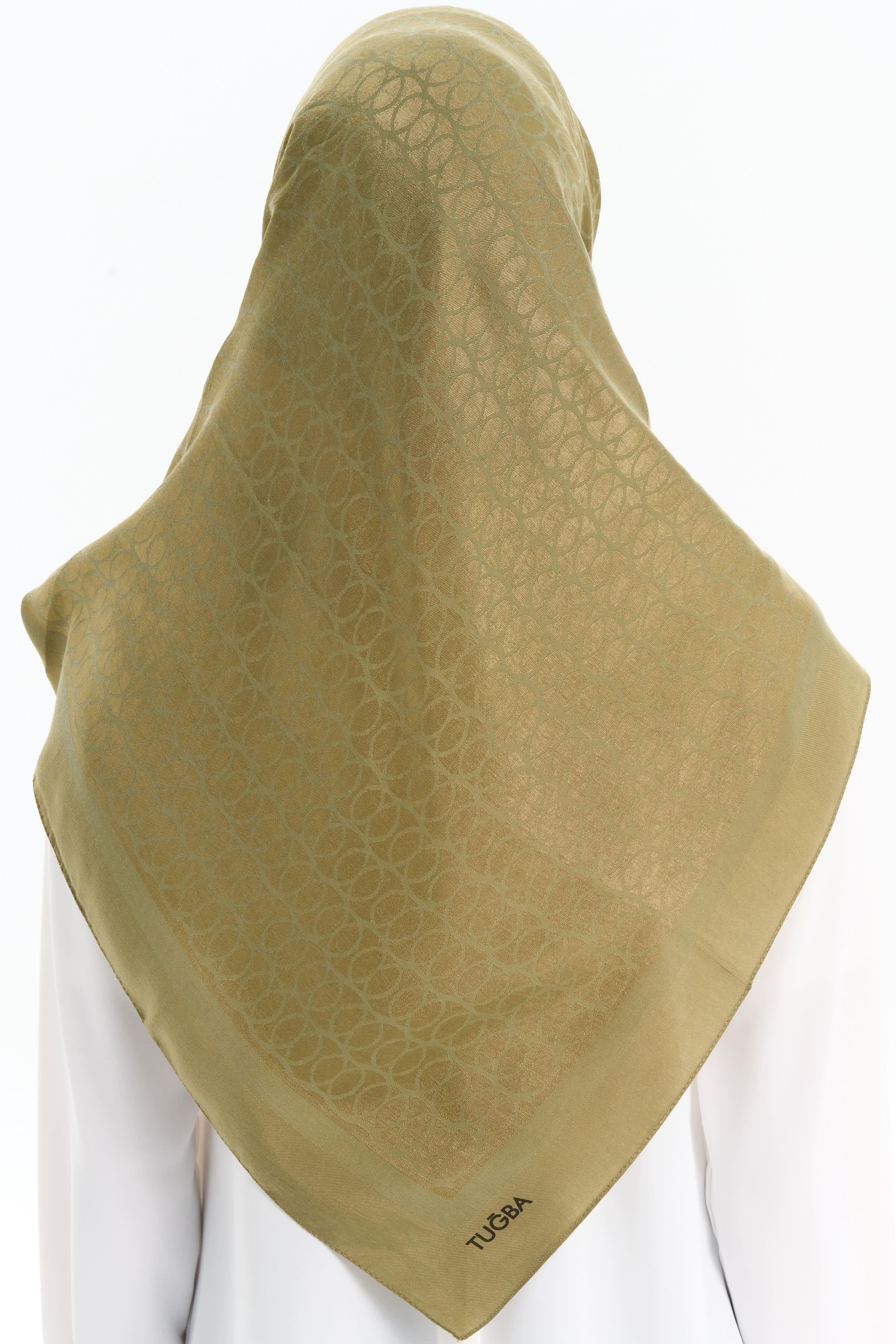 Natural Dairesel Desenli Eşarp - Yeşil TUGBA