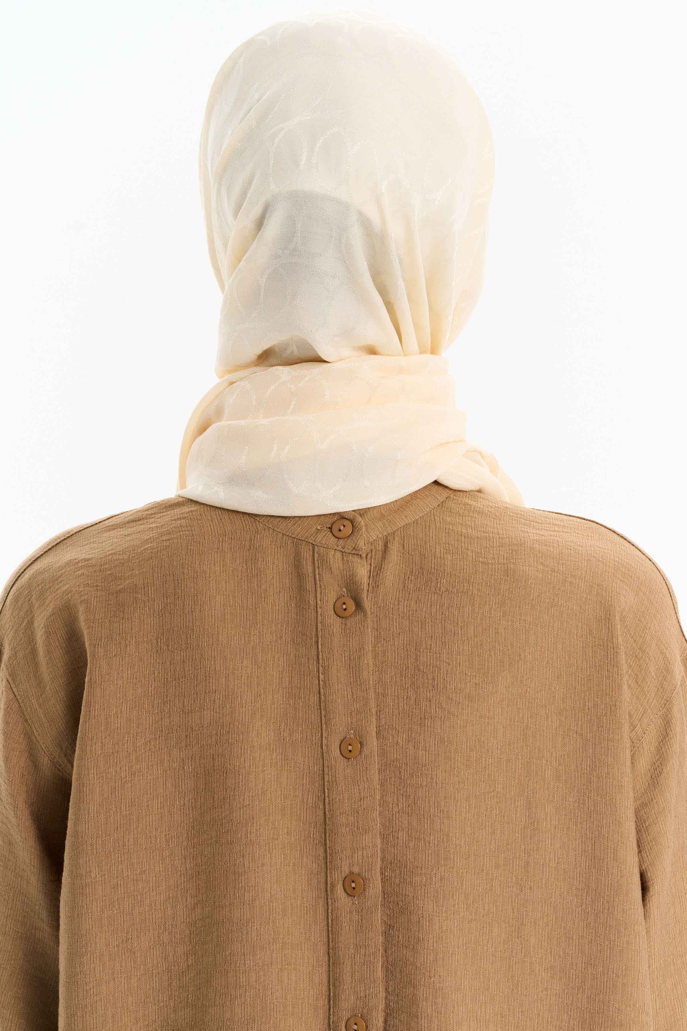 Natural Dairesel Desenli Şal - Ekru TUGBA