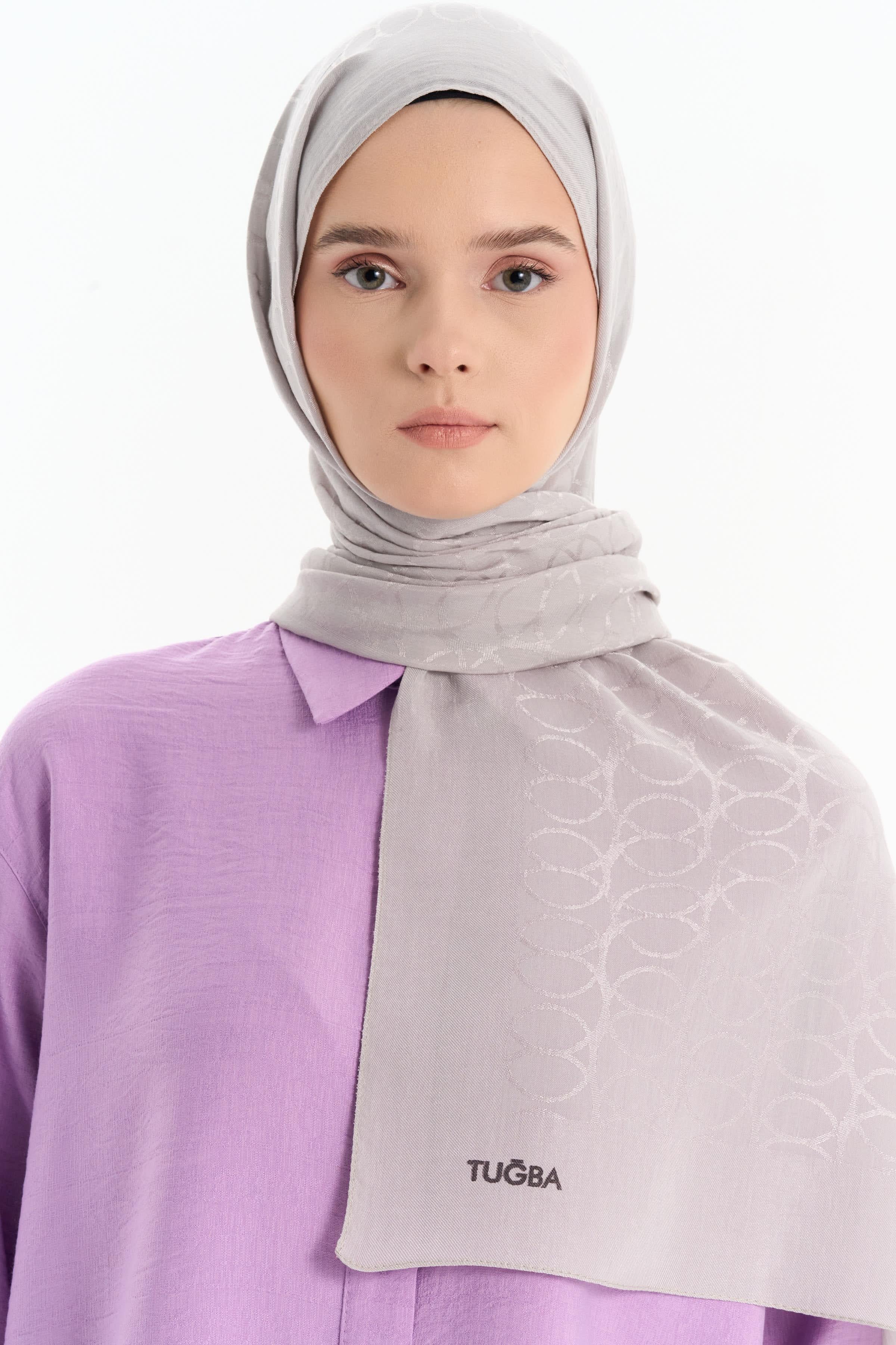 Natural Dairesel Desenli Şal - Gri TUGBA