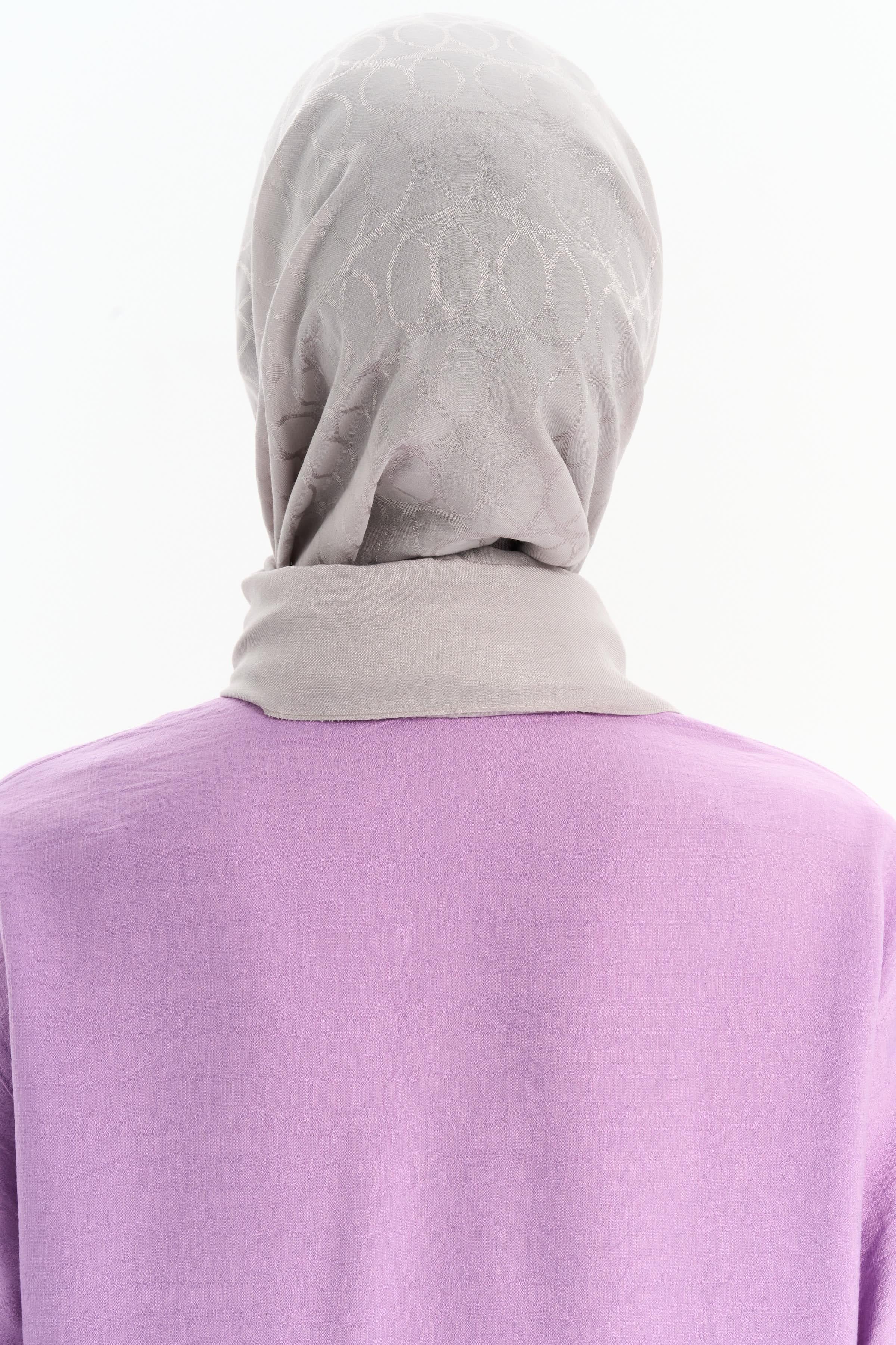 Natural Dairesel Desenli Şal - Gri TUGBA