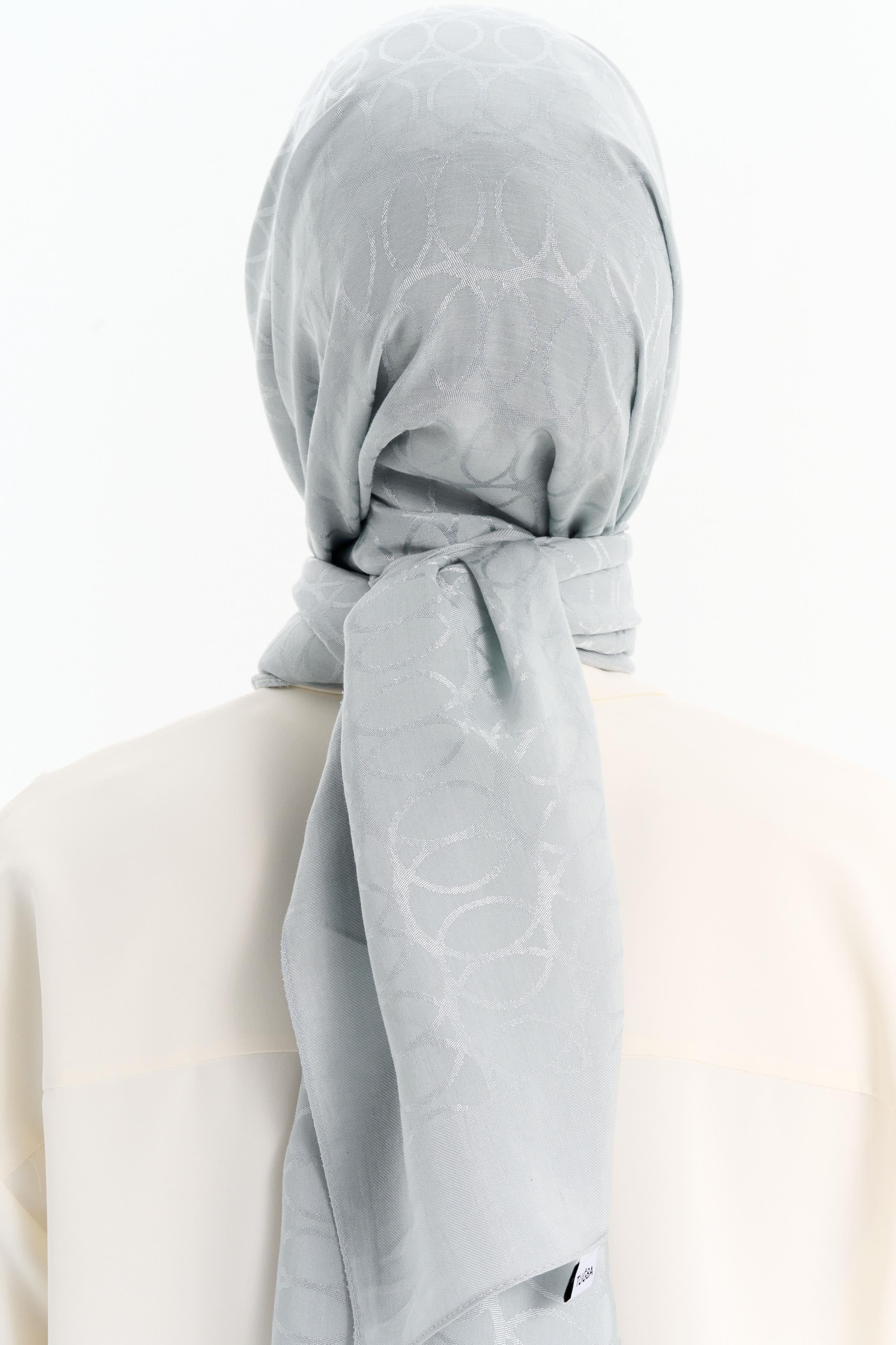 Natural Dairesel Desenli Şal - Gümüş TUGBA