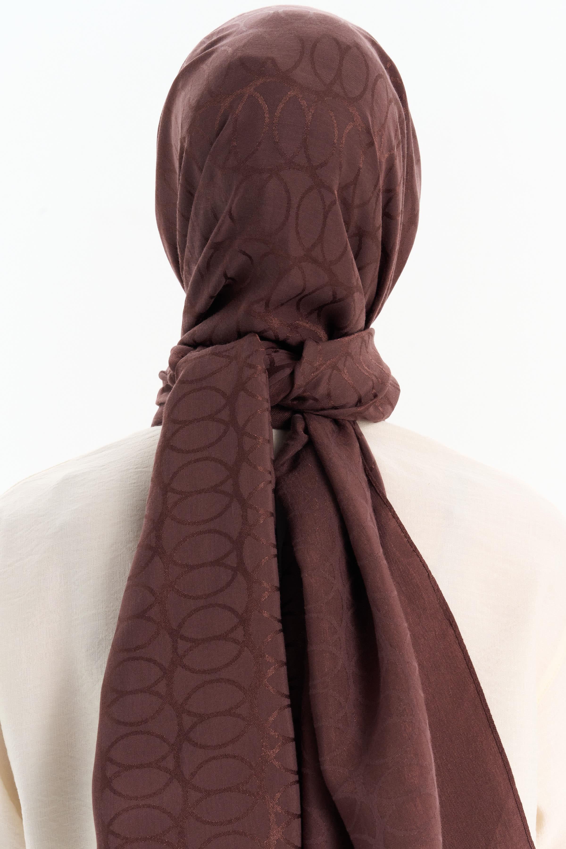 Natural Dairesel Desenli Şal - Kahve TUGBA