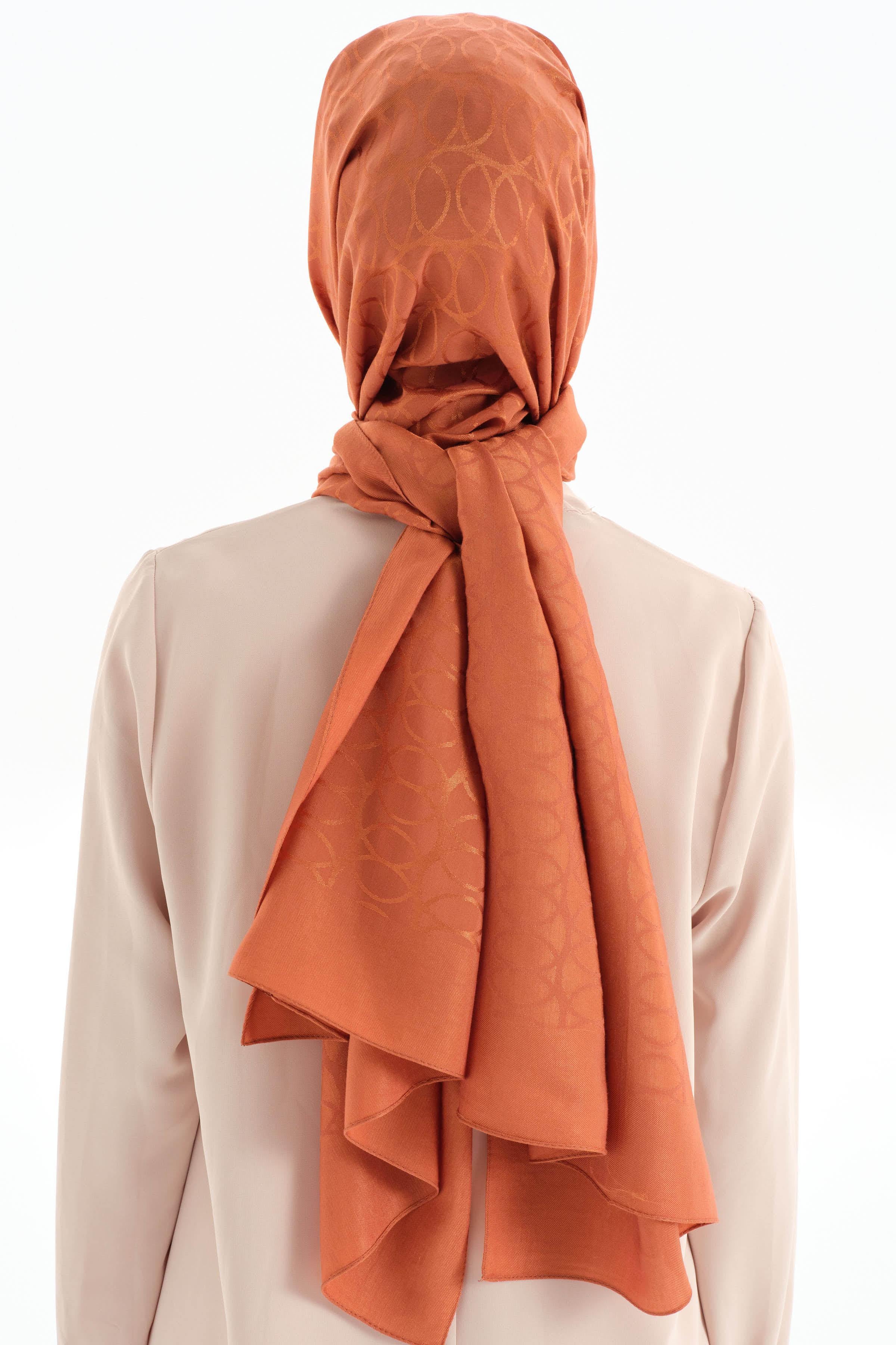 Natural Dairesel Desenli Şal - Kiremit TUGBA