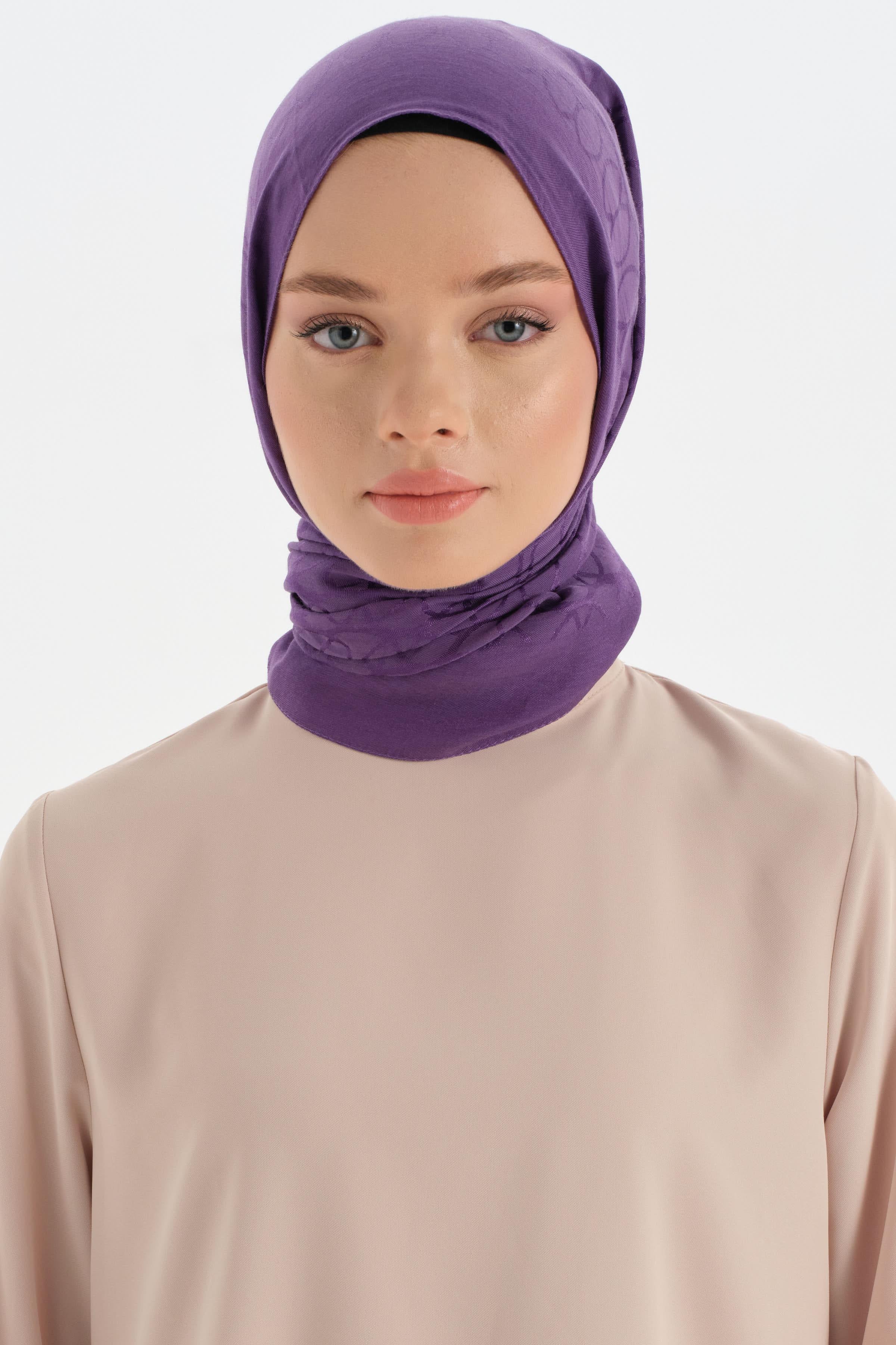Natural Dairesel Desenli Şal - Mor TUGBA