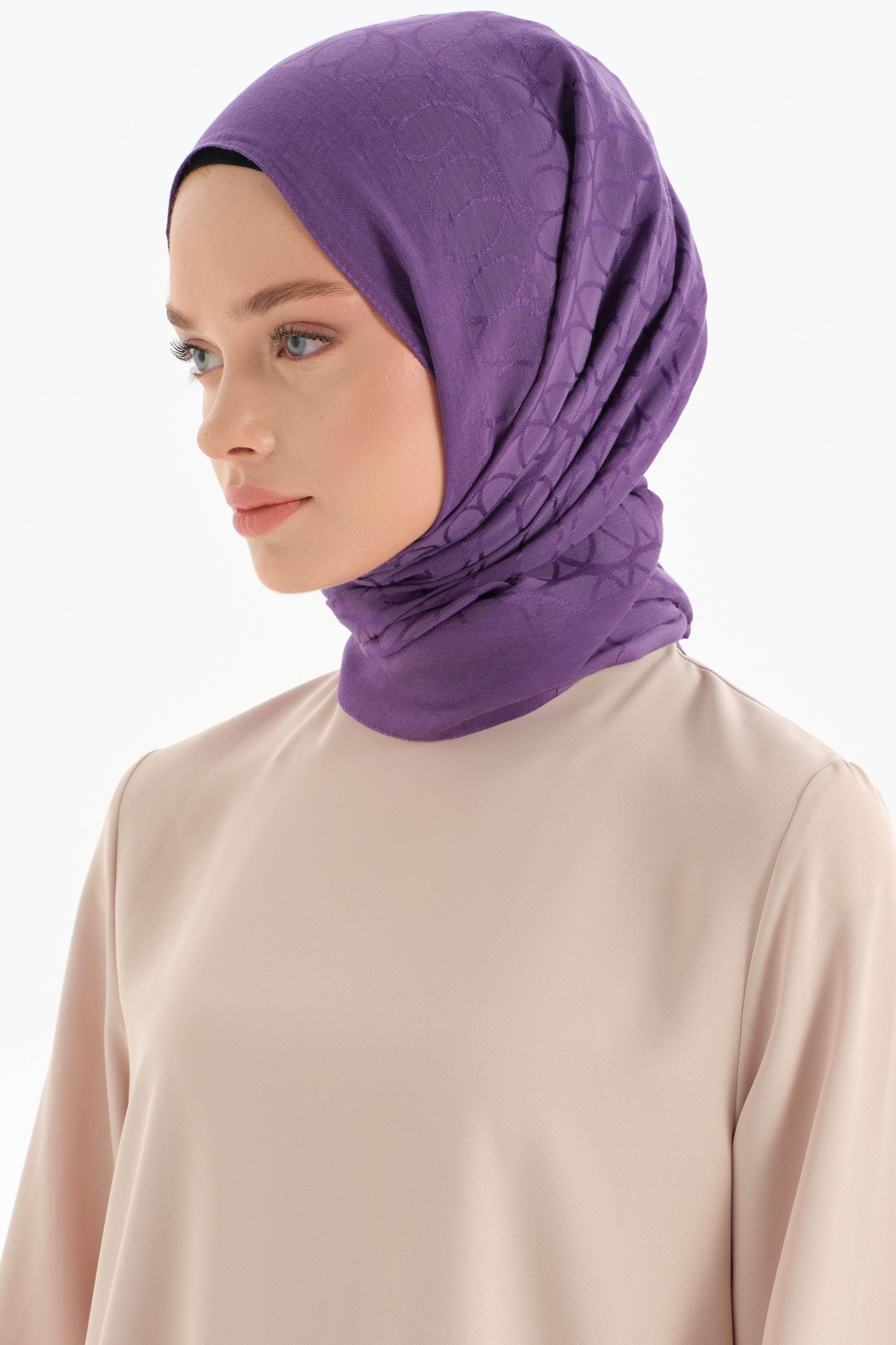 Natural Dairesel Desenli Şal - Mor TUGBA