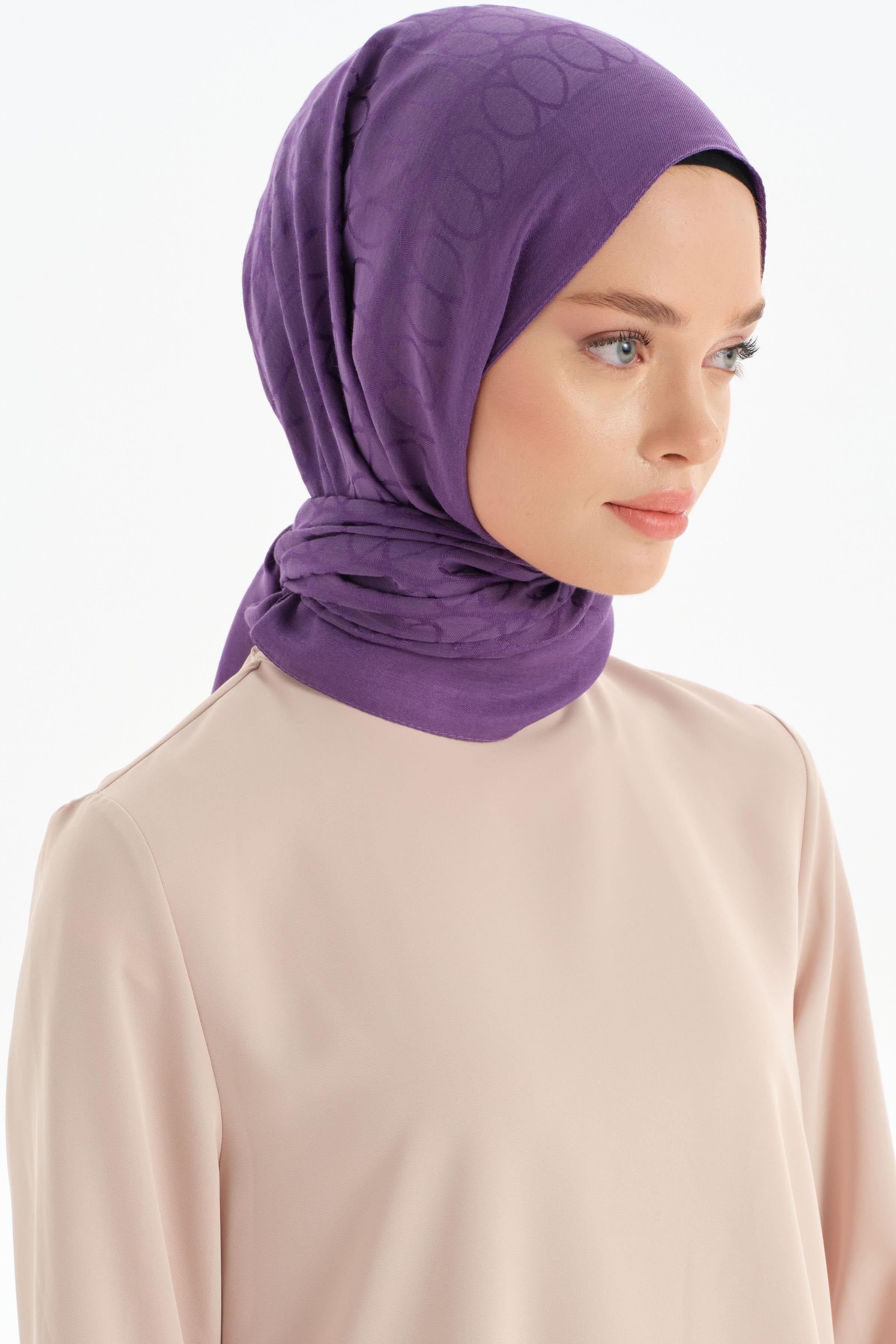 Natural Dairesel Desenli Şal - Mor TUGBA