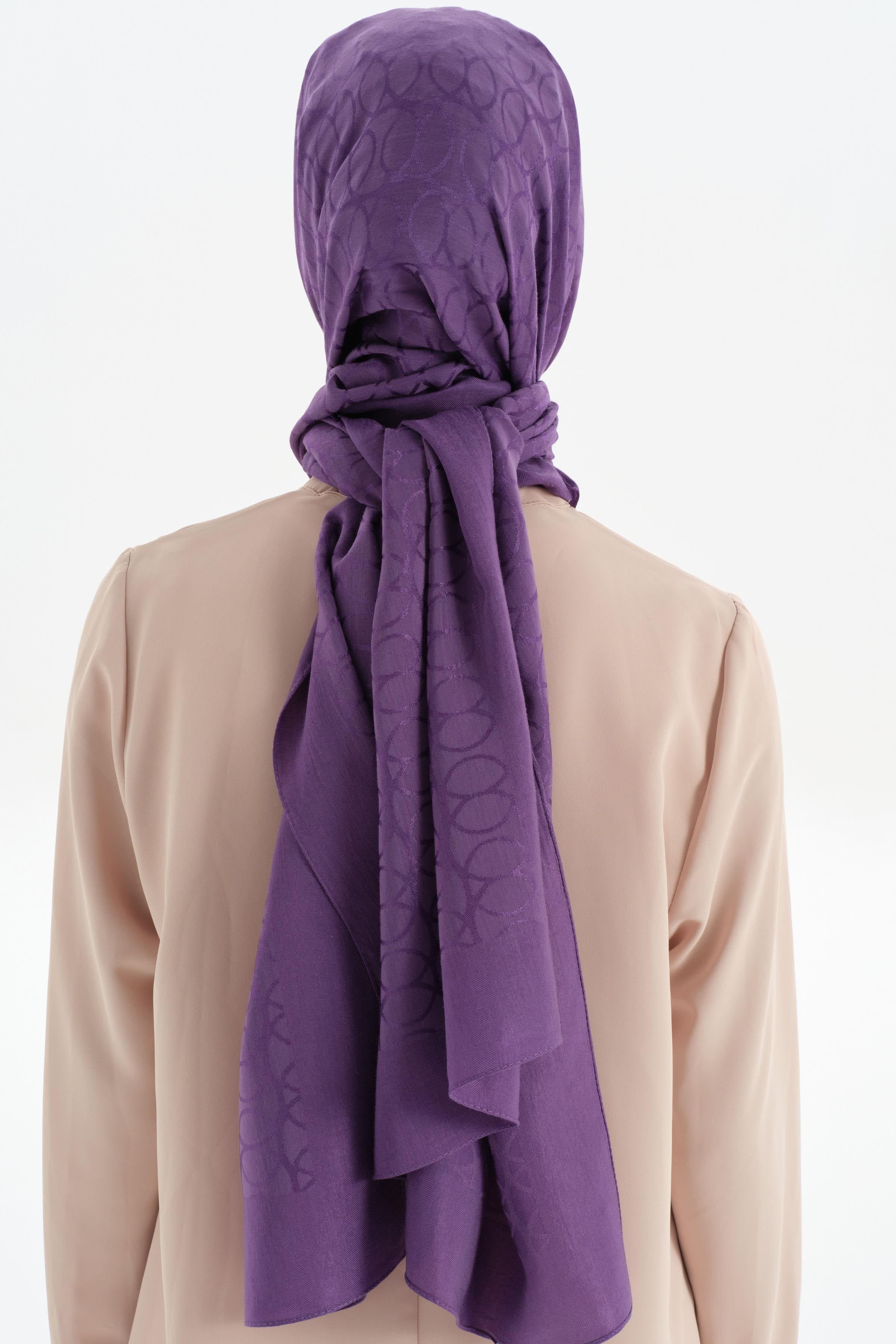 Natural Dairesel Desenli Şal - Mor TUGBA