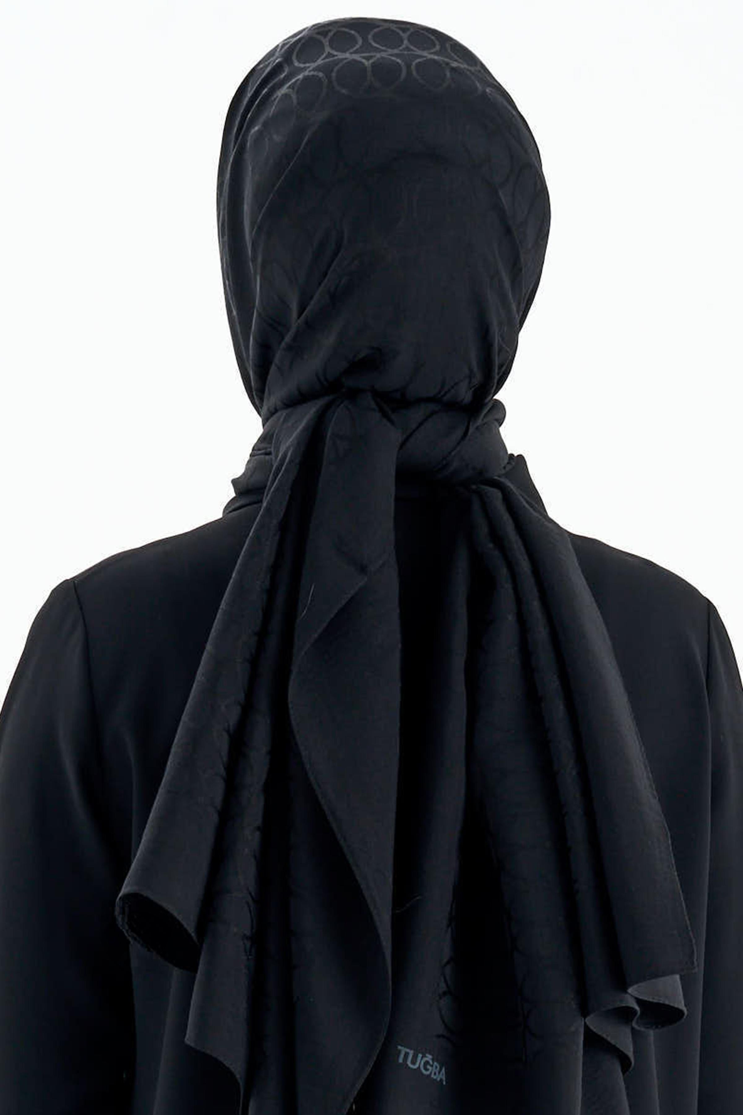 Natural Dairesel Desenli Şal - Siyah TUGBA