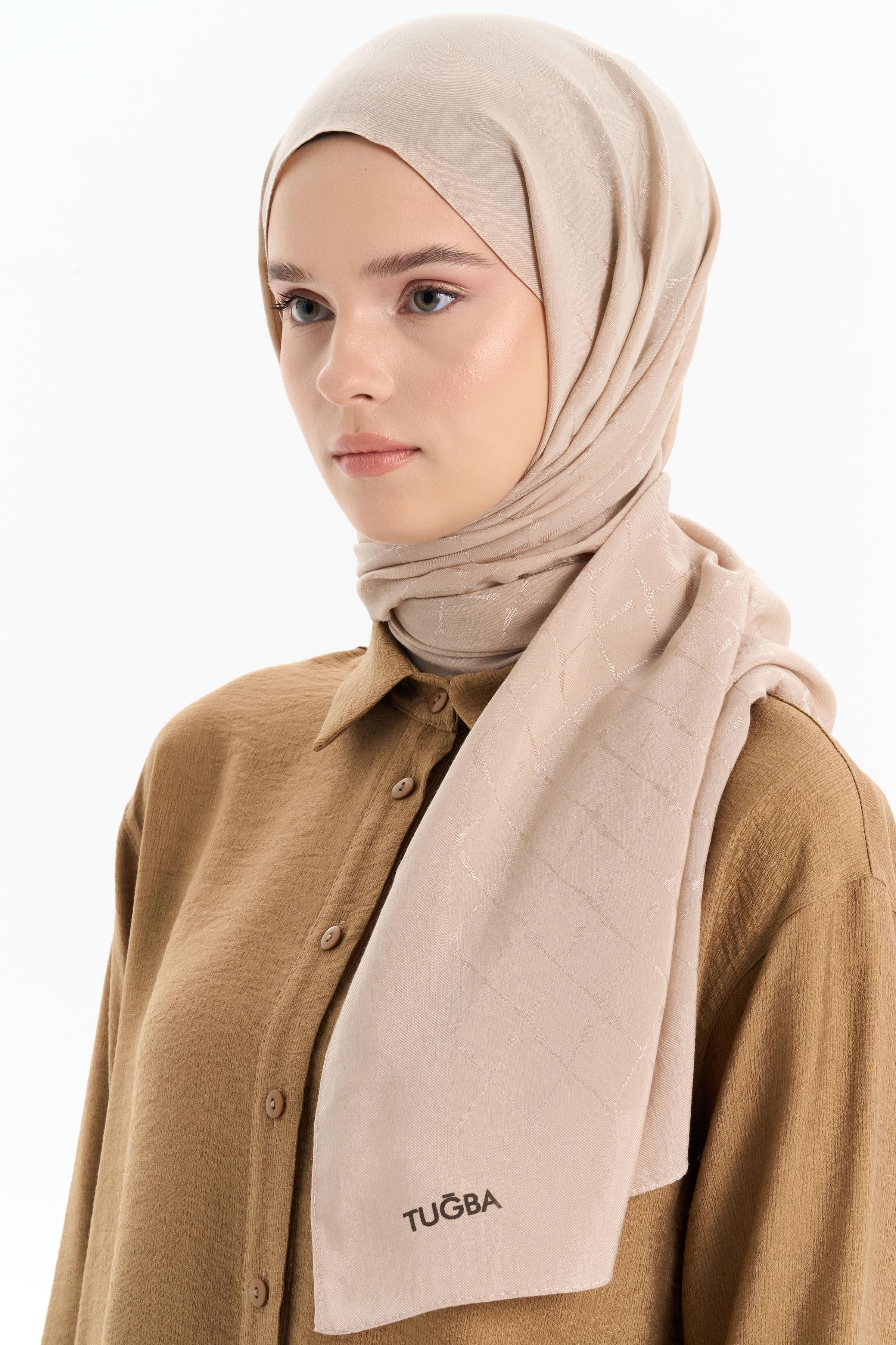 Natural Desenli Şal - Bej TUGBA