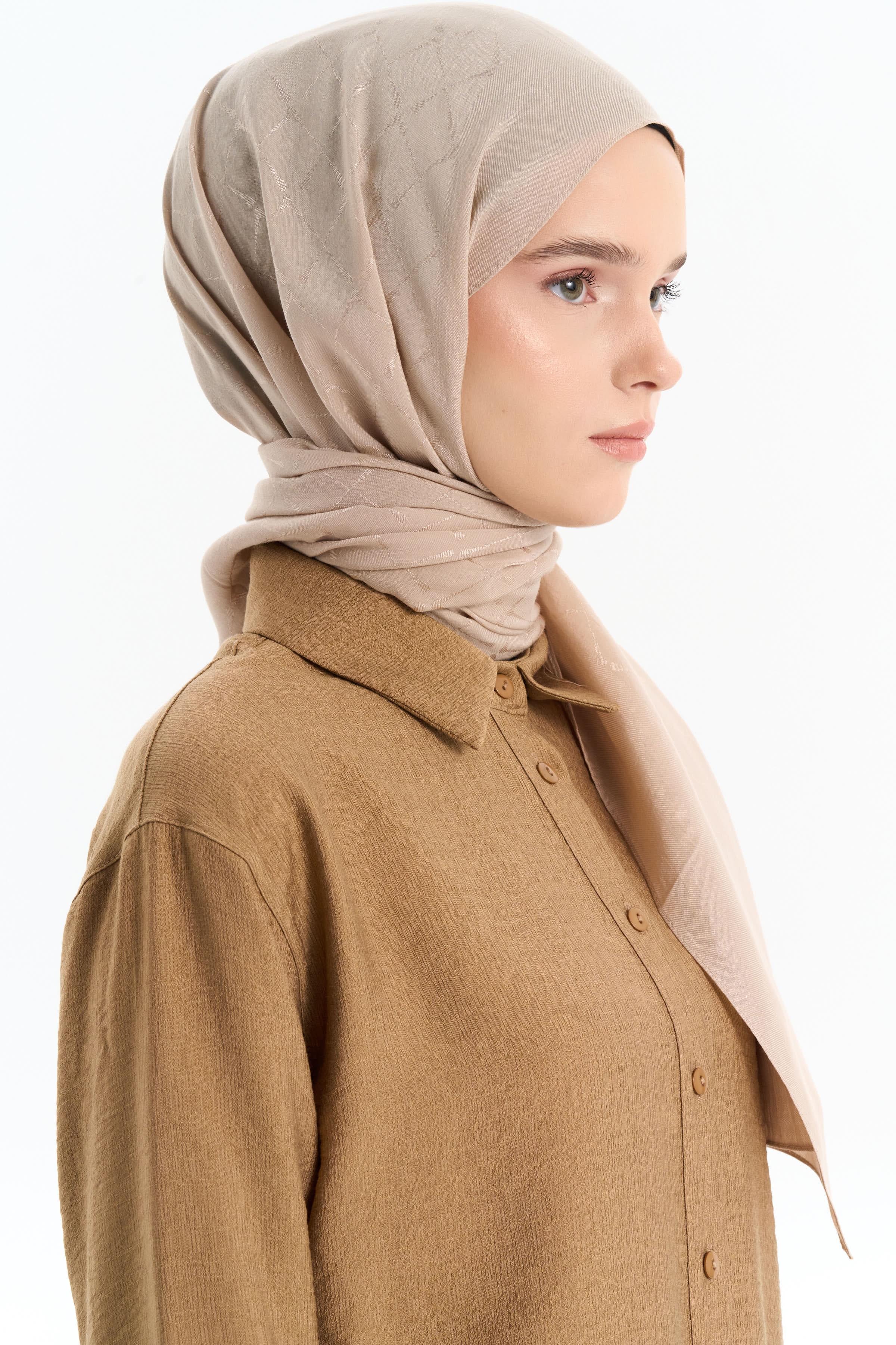 Natural Desenli Şal - Bej TUGBA