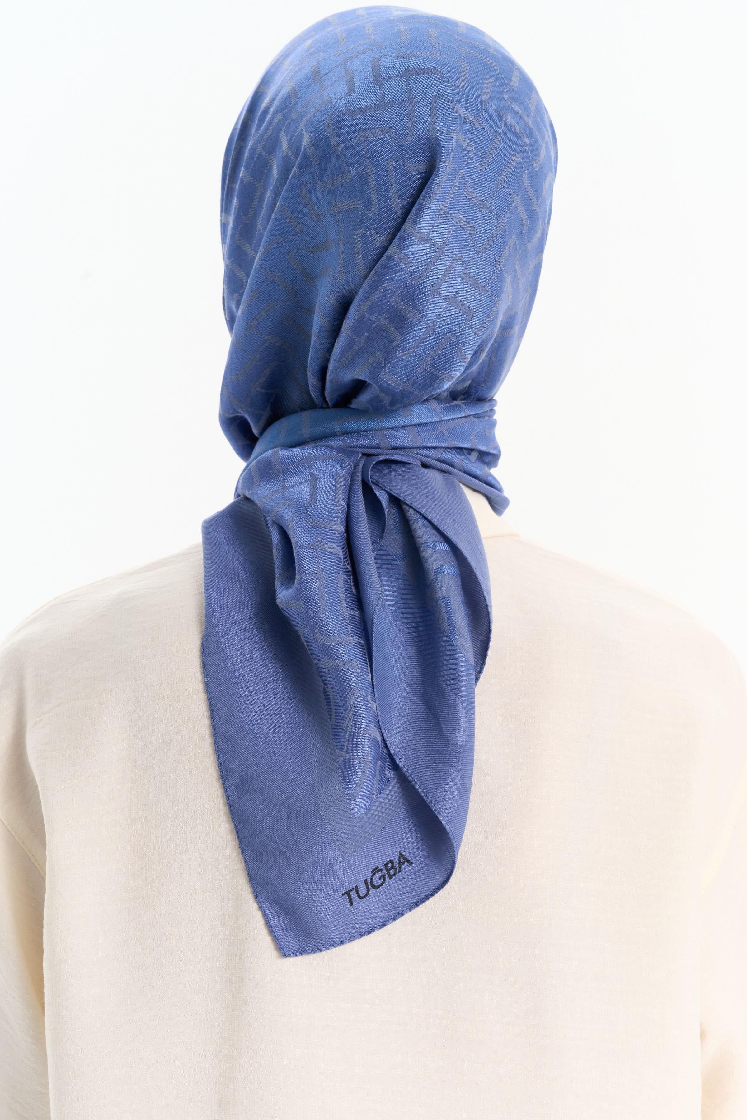 Natural Desenli Şal - İndigo TUGBA