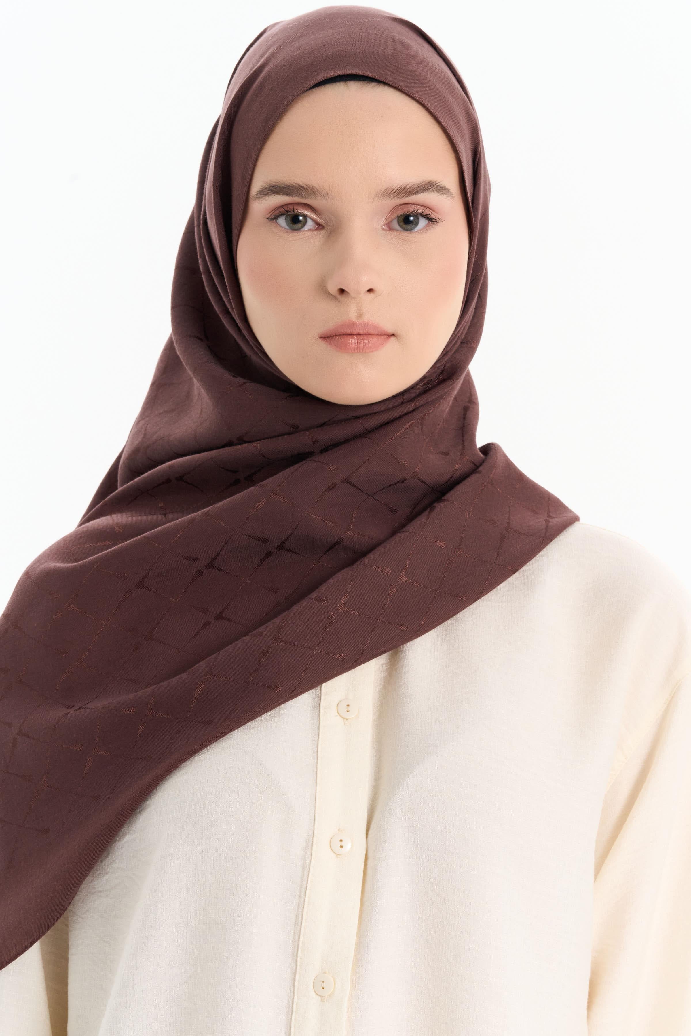 Natural Desenli Şal - Kahve TUGBA