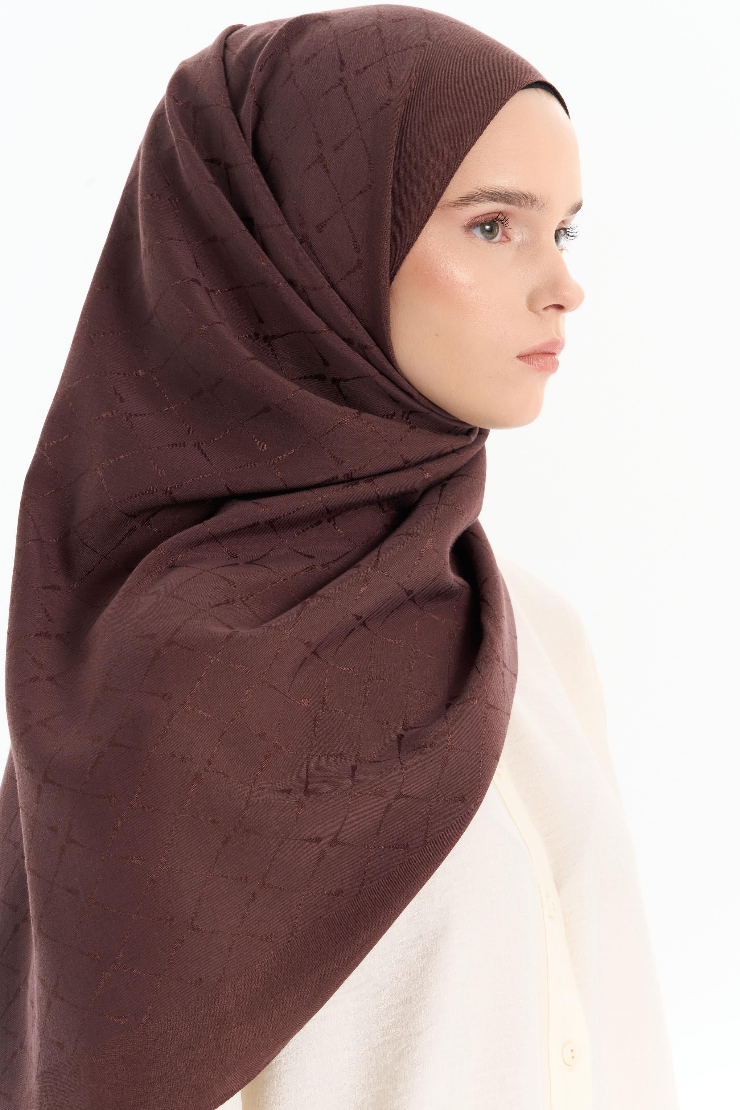 Natural Desenli Şal - Kahve TUGBA