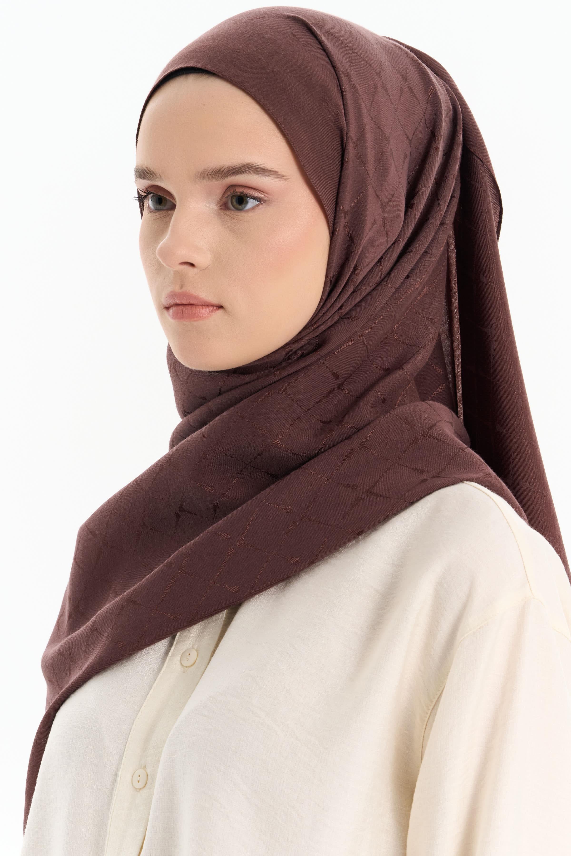 Natural Desenli Şal - Kahve TUGBA