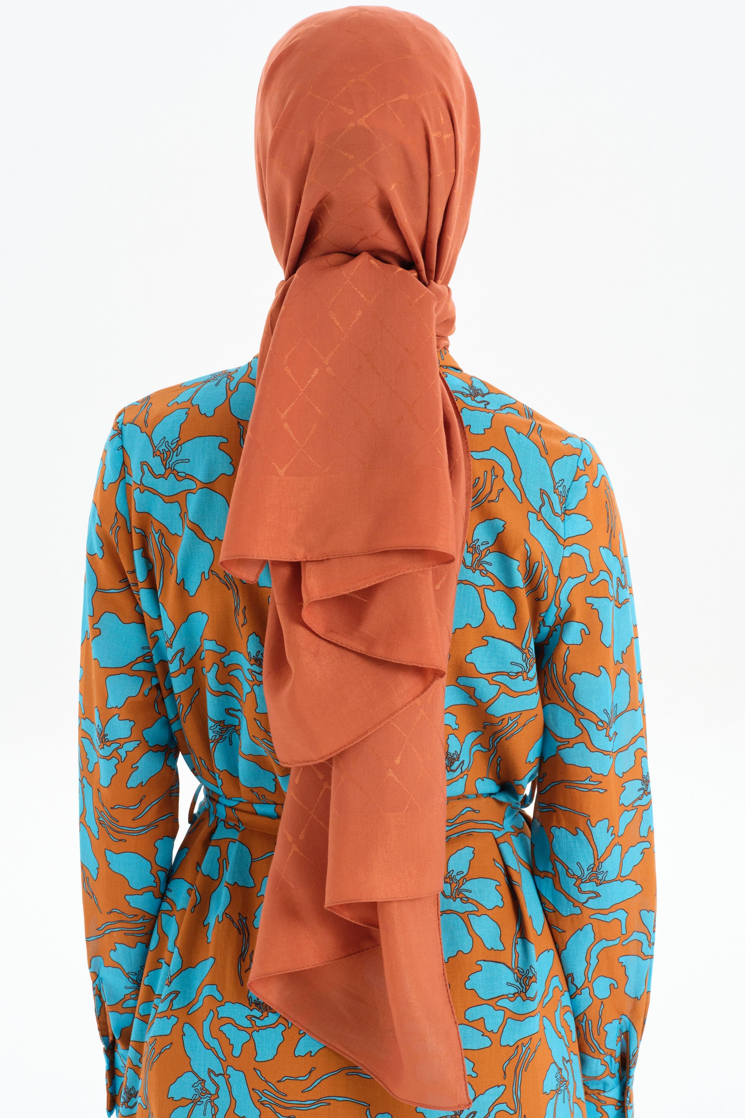 Natural Desenli Şal - Kiremit TUGBA